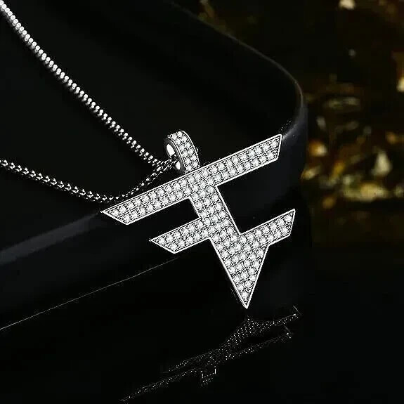 2.50Ct Lab Created Diamond Men’s Faze Pendant Necklaces 14k White Gold Plated