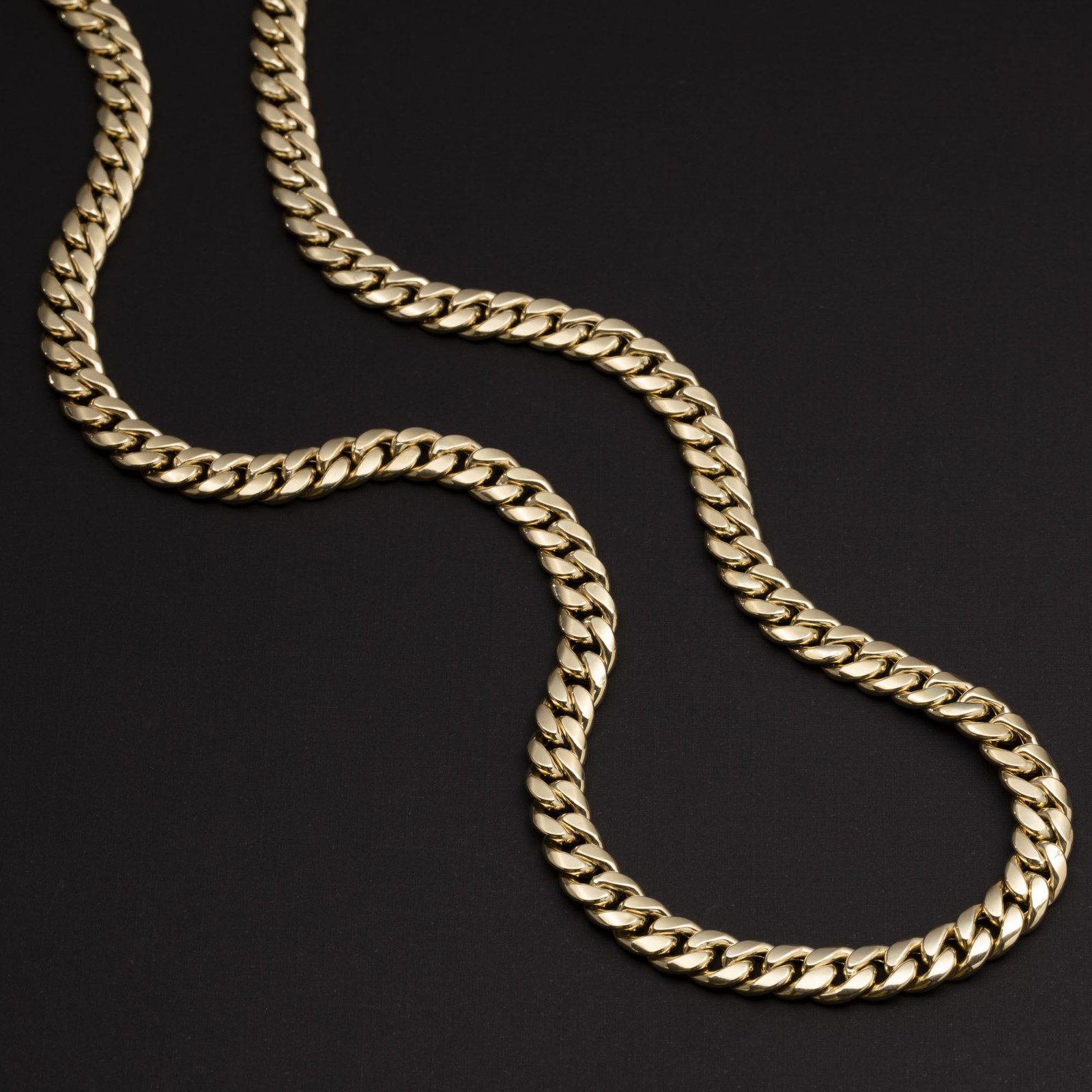 14K Yellow Gold 7.5mm Miami Cuban Link Chain Box Lock Necklace All Sizes
