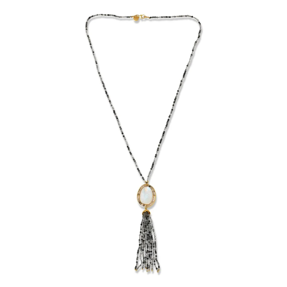 Colleen Lopez Gemstone Bead Tassel Drop 28″ Necklace