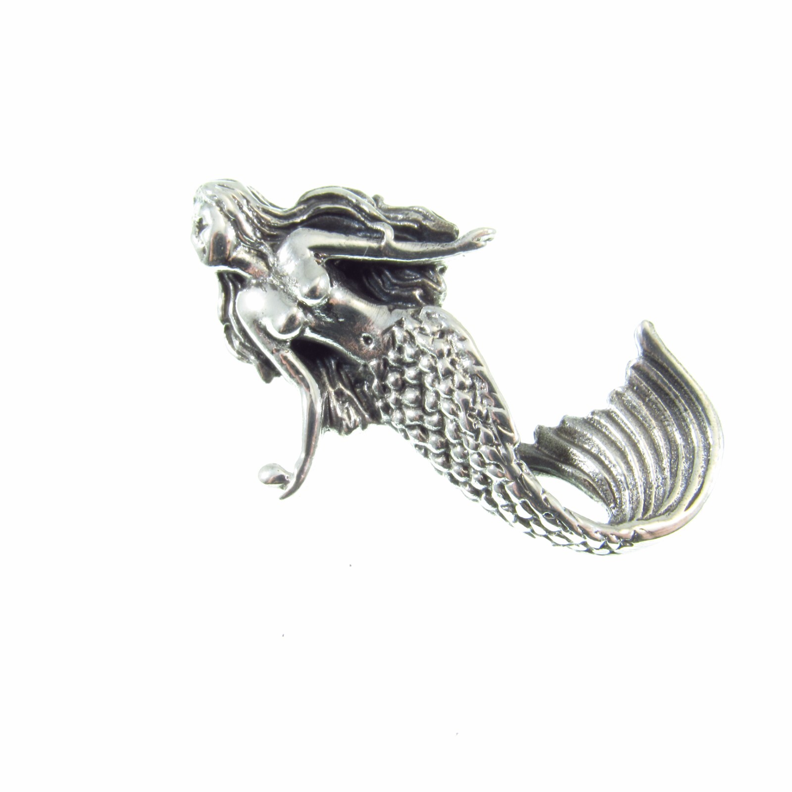 Handcrafted 925 Sterling Silver 3D MERMAID Slide Pendant Aquatic Female Fish