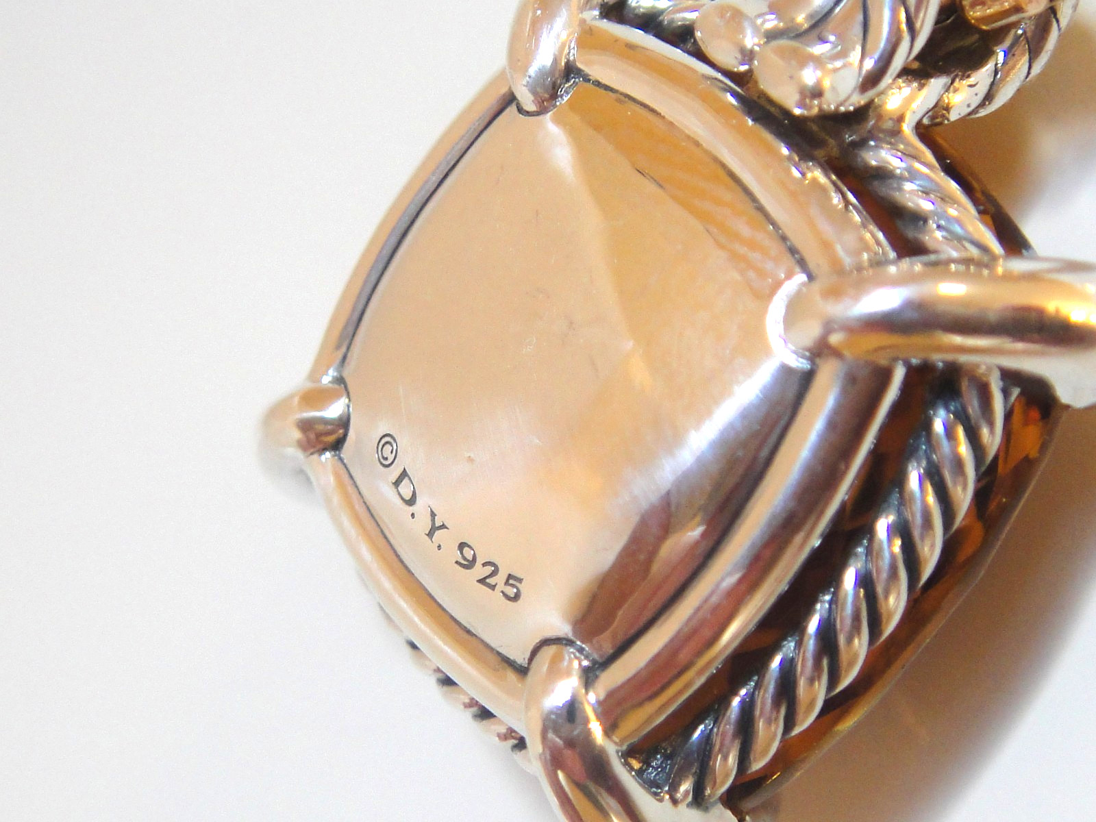 DAVID YURMAN SS CHATELAINE EXTRA LARGE 20x20mm CITRINE DIAMOND PENDANT ENHANCER
