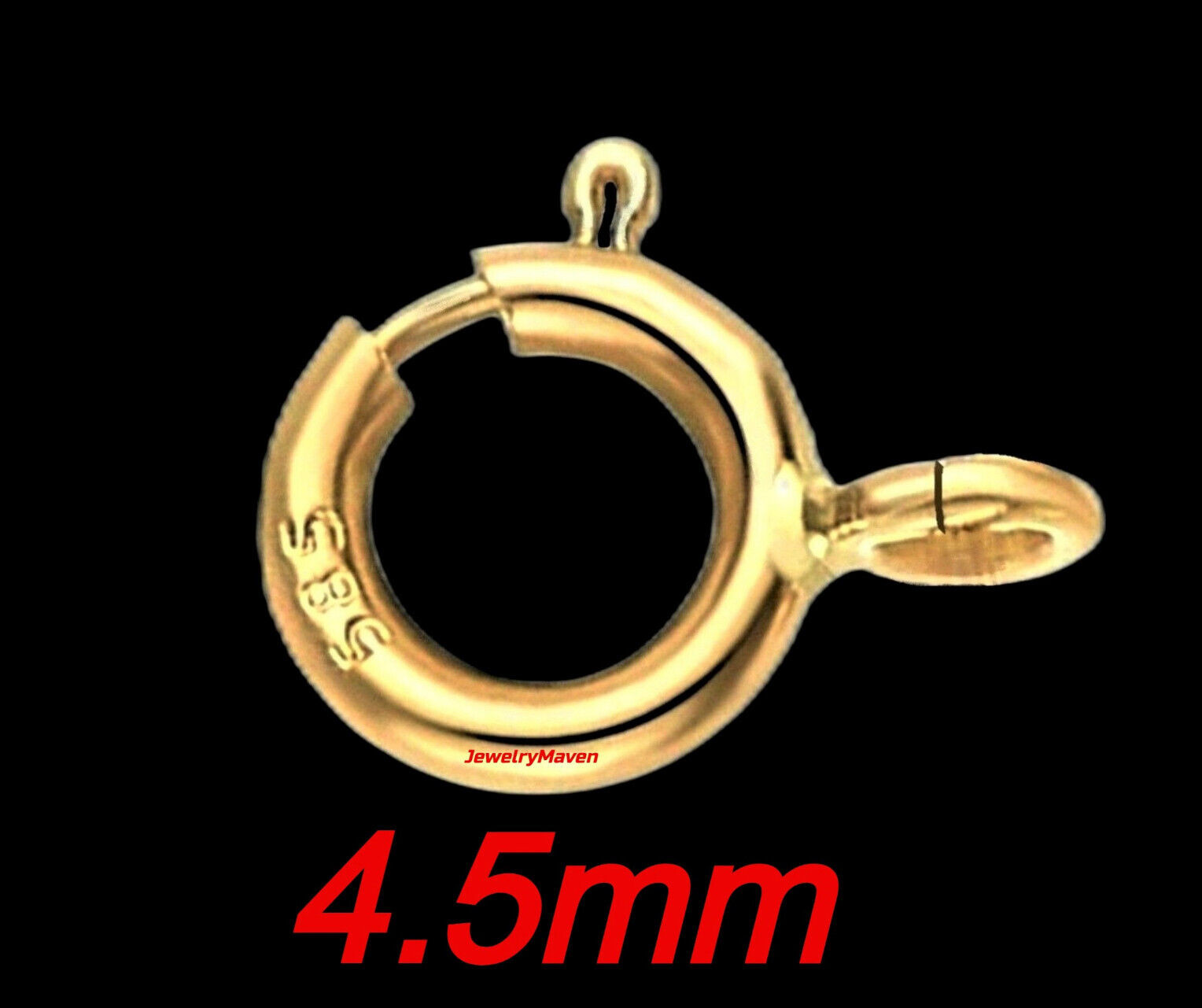 14k 1.2mm Yellow Gold DOUBLE 4.5mm Spring Ring Clasp 0.75″ Safety Chain Extender