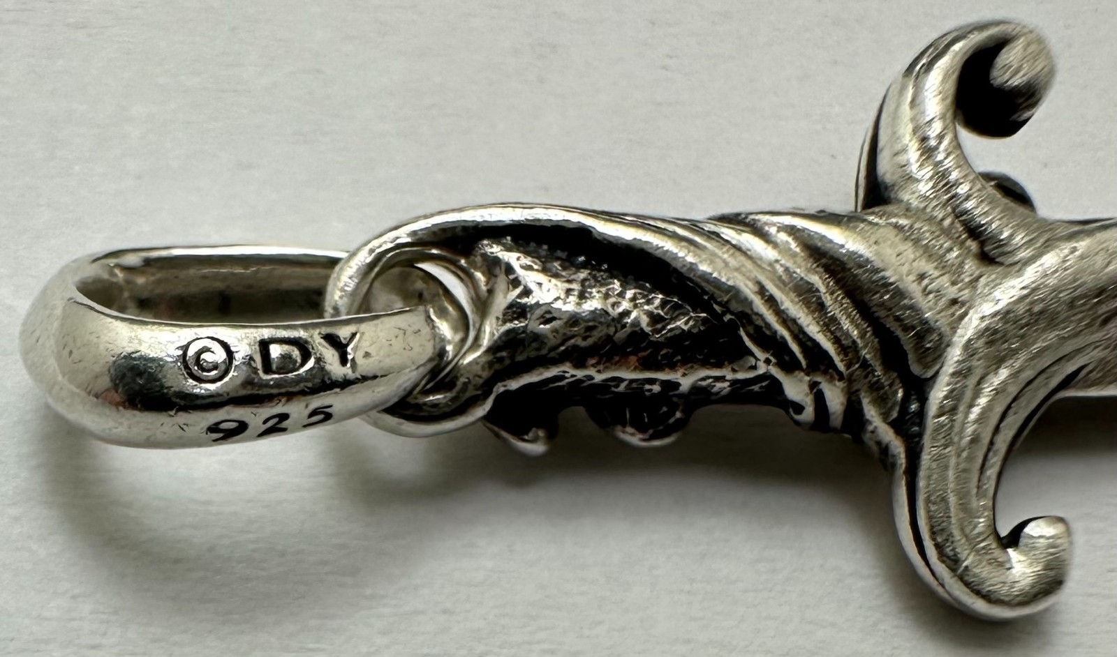 David Yurman 925 Sterling Silver Small 2″ Inch Waves Dagger Amulet Pendant