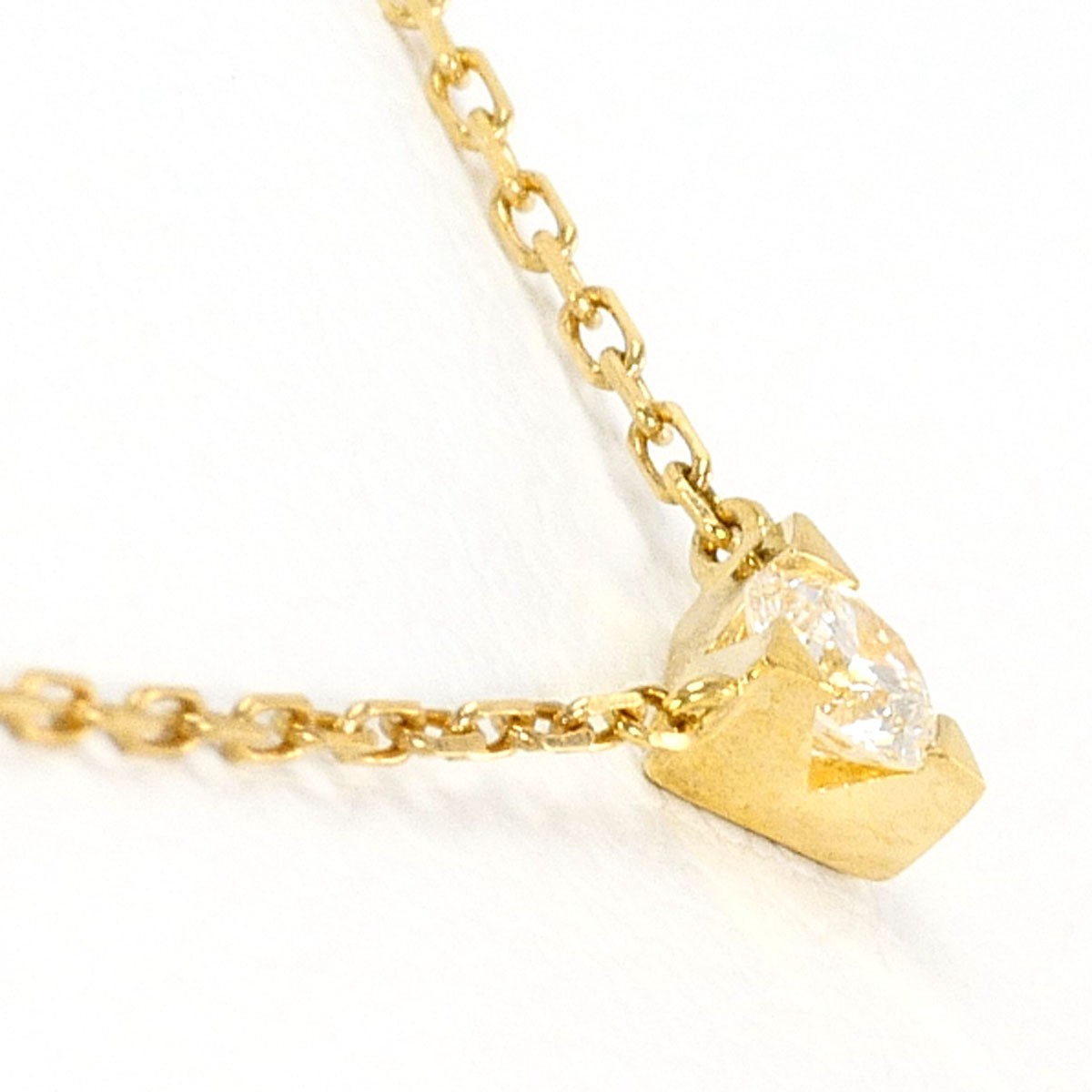 AHKAH K18 18k gold Necklace Diamond 0.08ct 1.2g 40cm Free shipping Used
