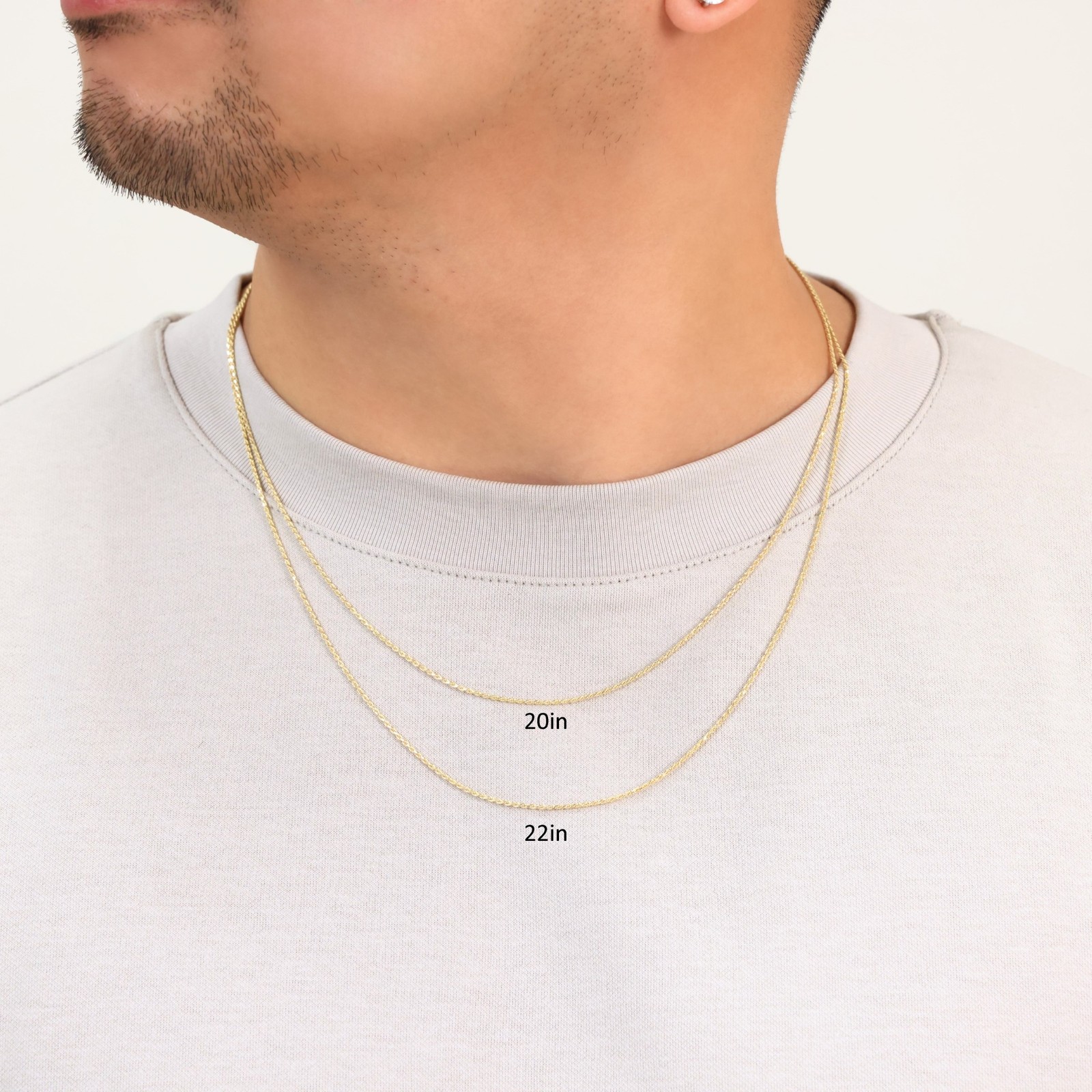 14K Yellow Gold Solid 1mm Diamond Cut Rope Link Chain Pendant Necklace 16″-30″