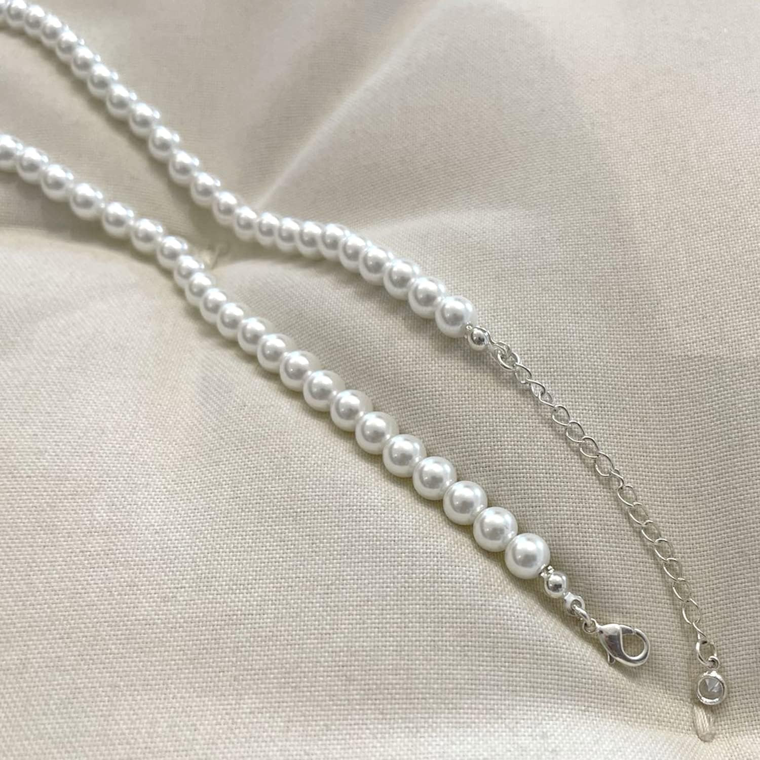 Pearl Necklace 4MM/6MM/8MM Dainty round Imitation Pearl Choker Necklace Wedding