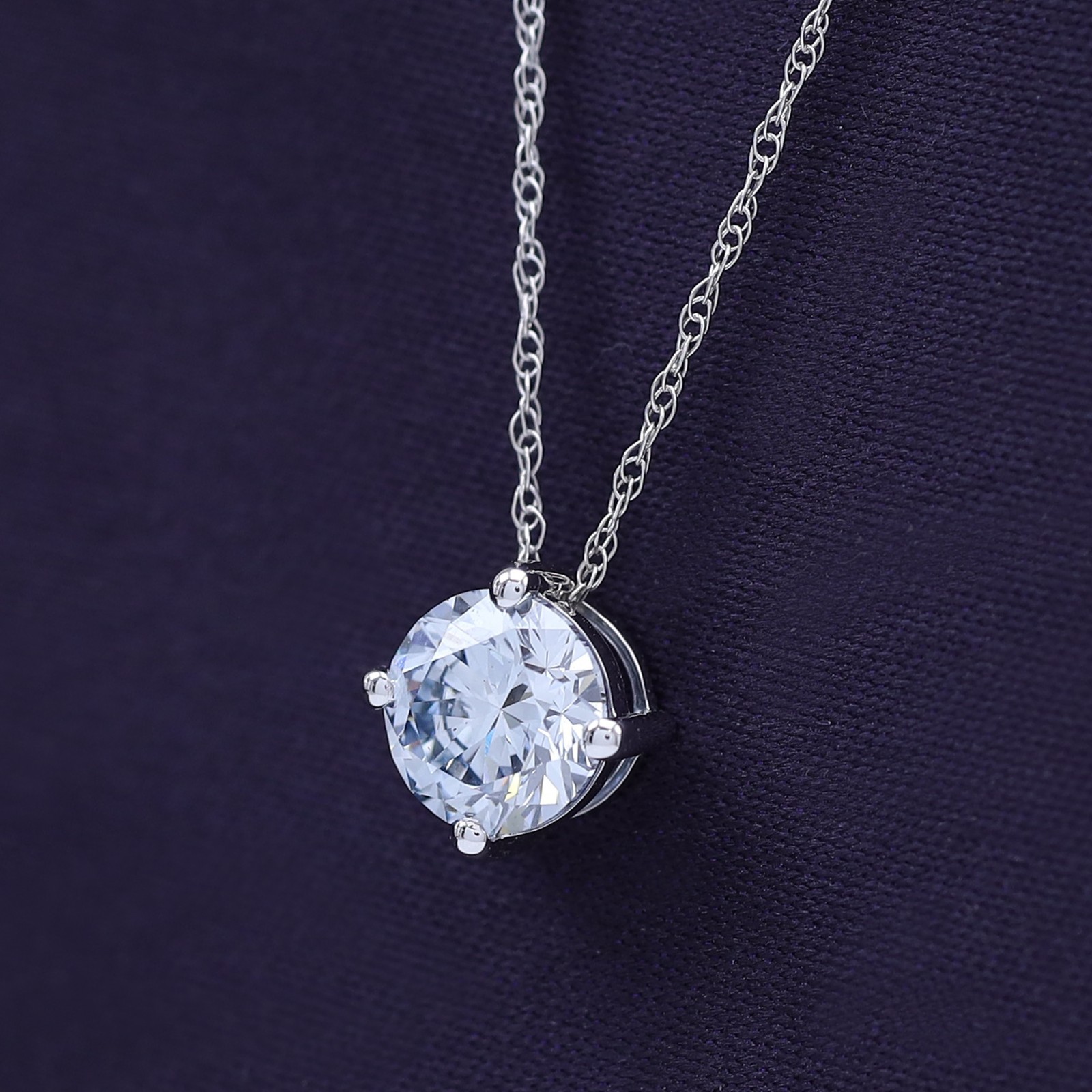 1.5 Ct Round Cut Diamond Solitaire Necklace In 14K White Gold Lab Grown