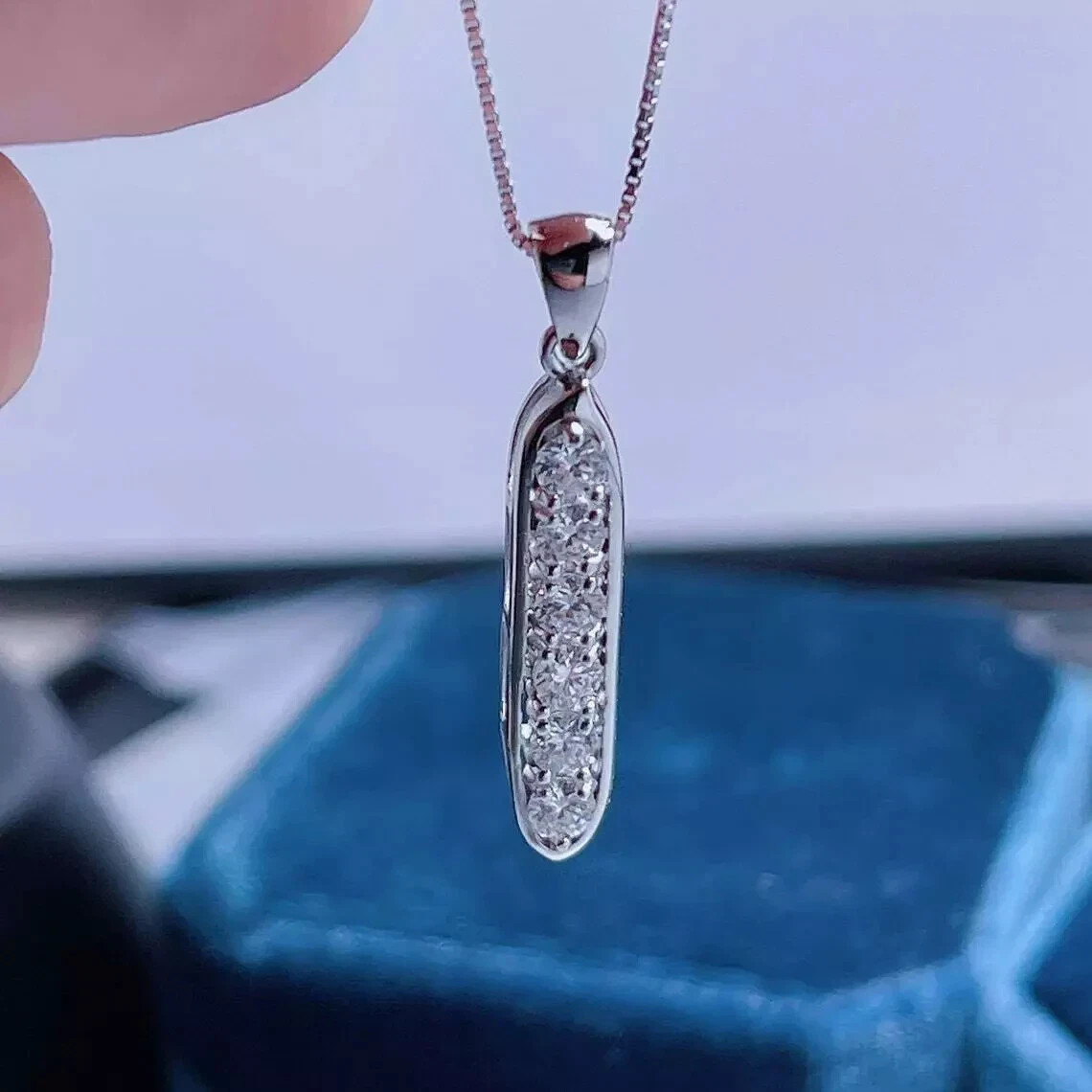 1.50 CT Round Cut Real Moissanite Women’s Journey Pendant 14K White Gold Plated