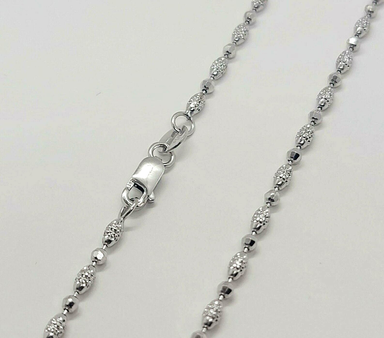 14k Solid Yellow White Gold D/C Bead Chain Necklace Men Women 2mm / 16″ ~ 24″