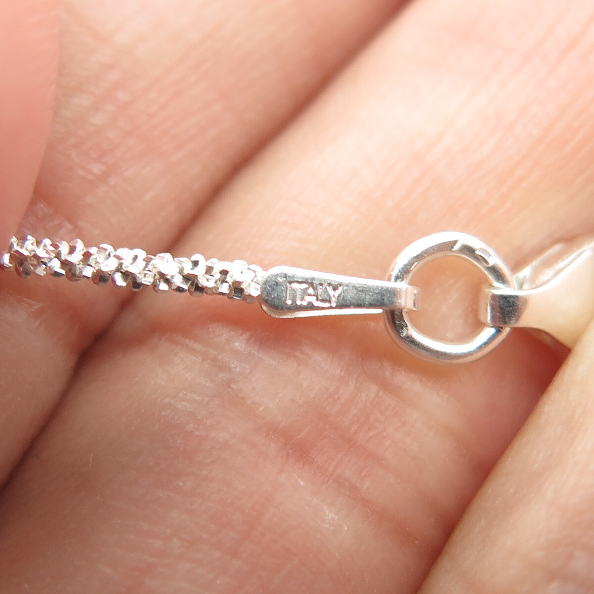 925 Sterling Silver Italy Sparkle Glitter Margarita Twisted Chain Necklace 16″