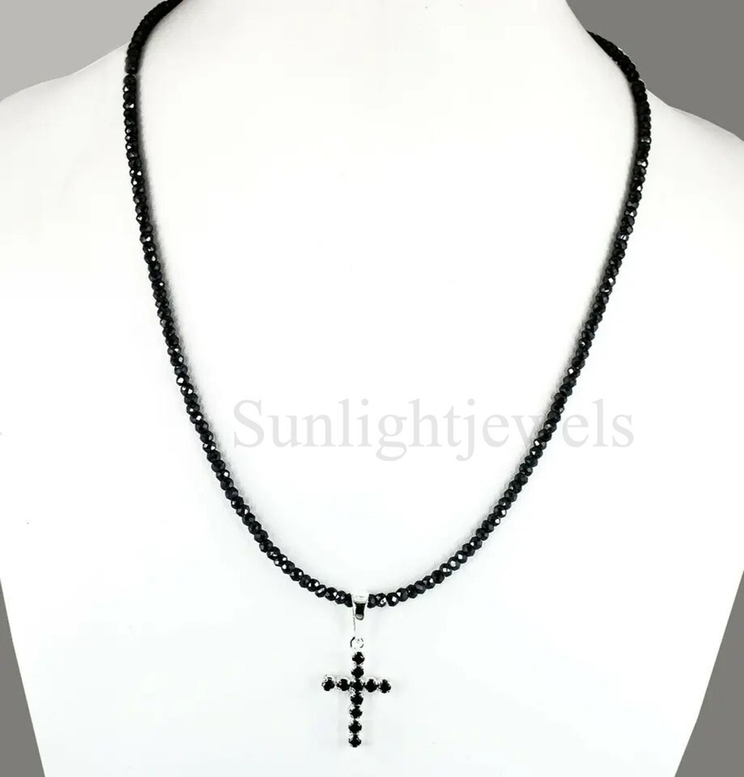 925 Silver Black Lab Grown Diamond Round Cut Statement Necklace – Dazzling