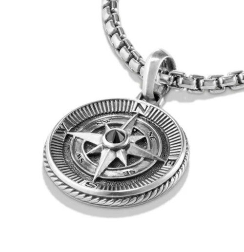 DAVID YURMAN SS MARITIME COMPASS DIAMOND AMULET PENDANT