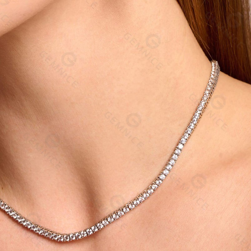 18Ct 4MM Real Moissanite Tennis Necklace 925 Silver 14k gold Fn VVS1 18 Inch