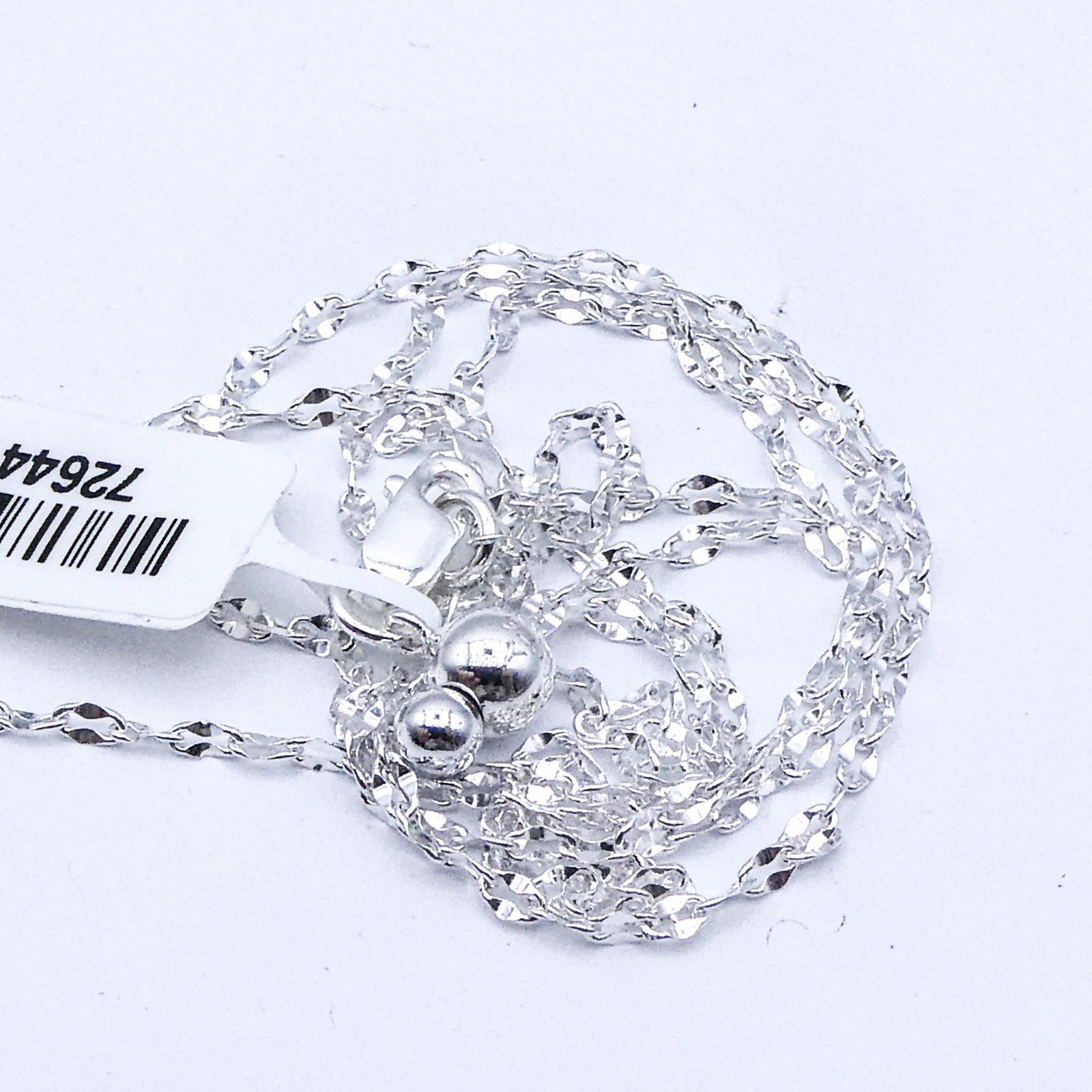 New Sterling Silver Italy Flat Link Adjustable Chain Necklace 23″ Stackable