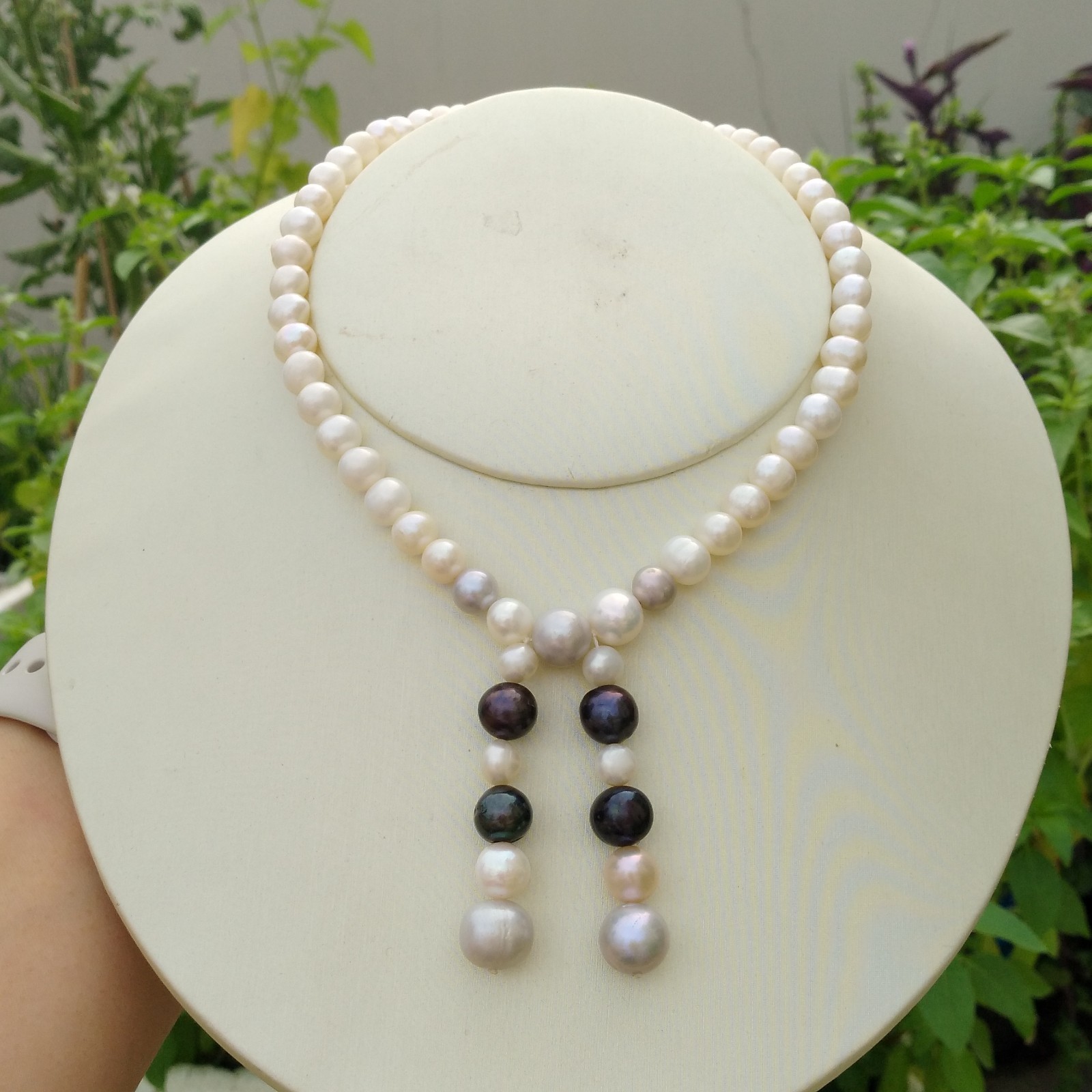 17in Design Pretty AAA+ South Sea White Multi-color Pearl Necklace 14k Gold P