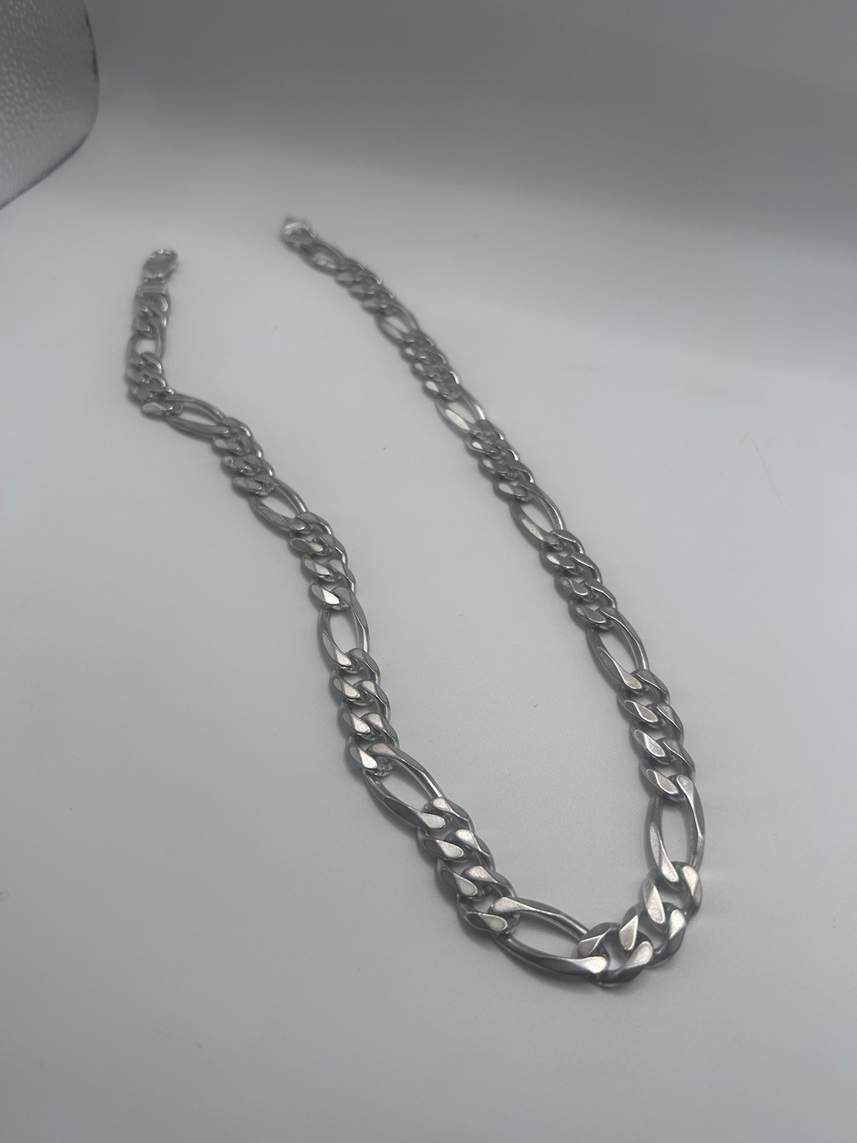 Sterling Silver 925 Figaro Chain Necklace 22” 98 Grams Lobster Claw Clasp