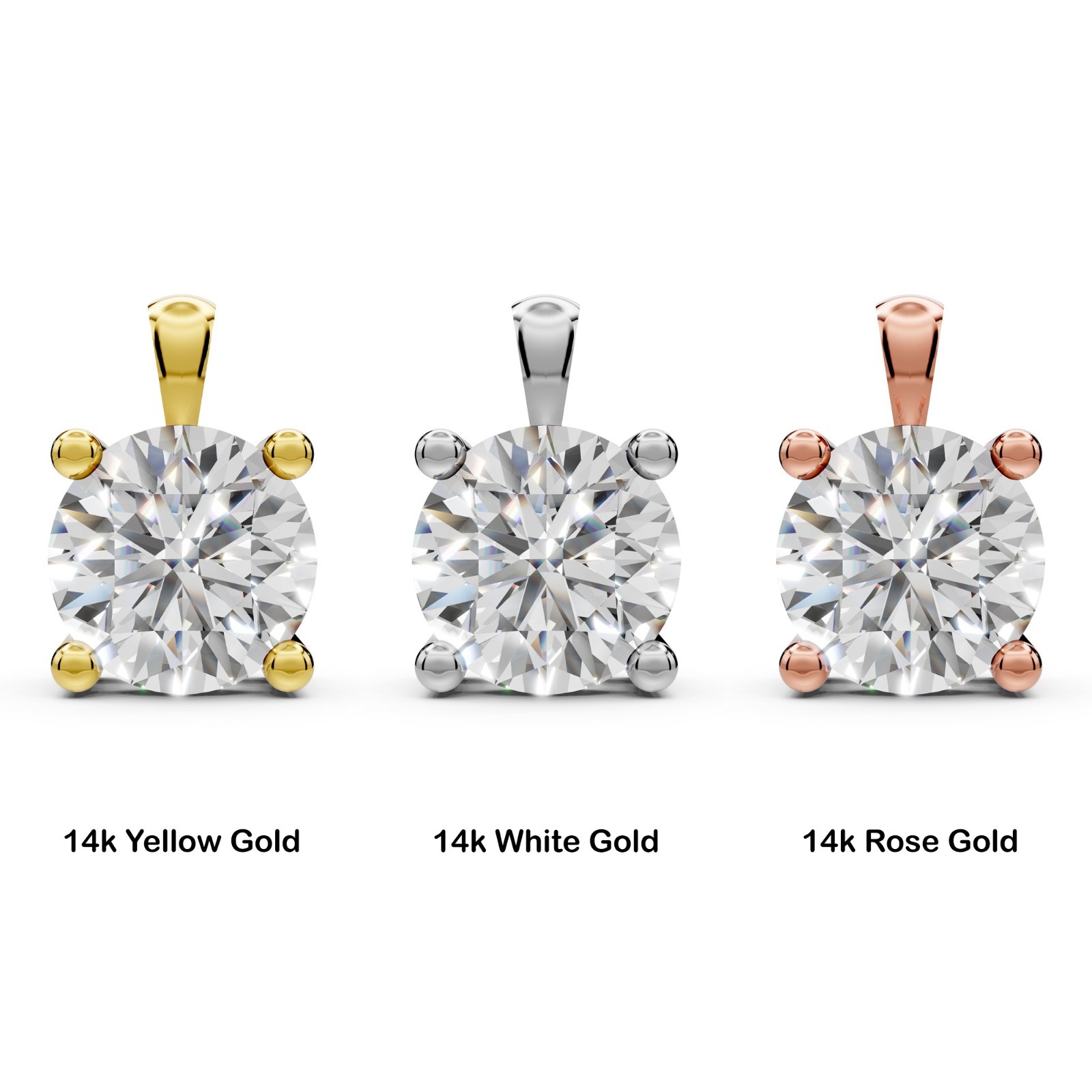 1 Ct Round Lab Grown Diamond Real Solid 14K Gold Pendant