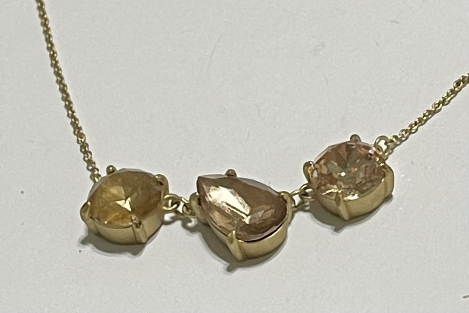 Three stunning honey golden rough crystal point Necklace