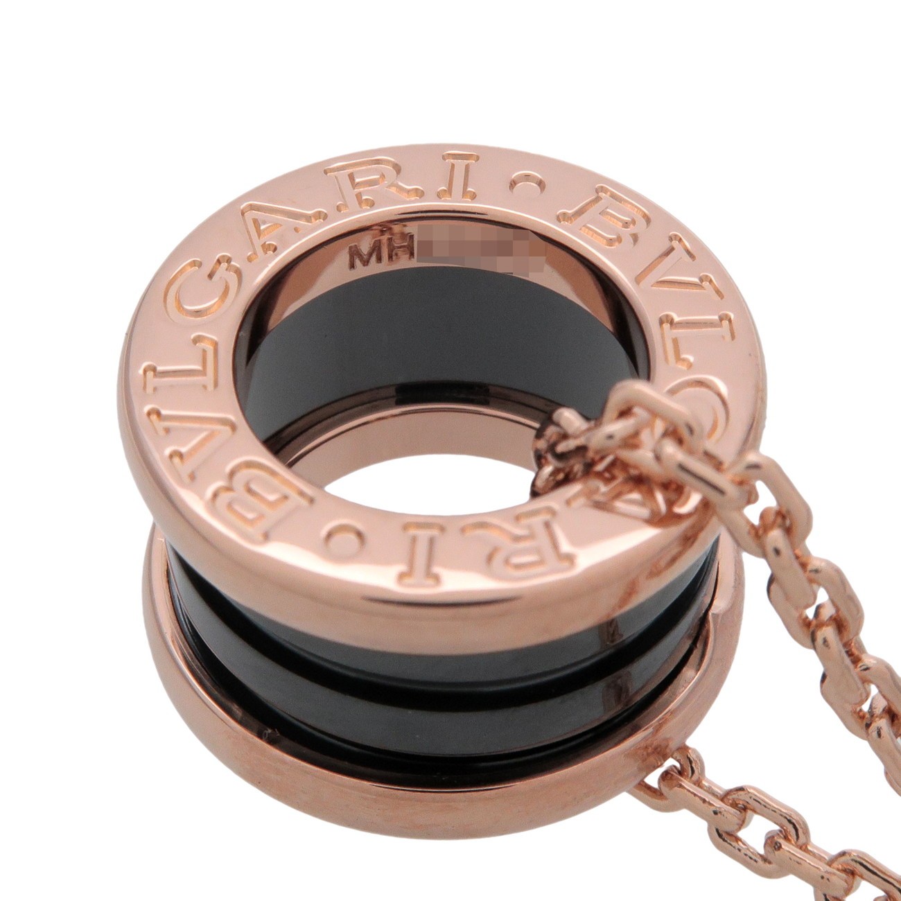 BVLGARI B-zero1 Necklace K18PG 750PG Rose Gold Black Ceramic Authentic Used F/S
