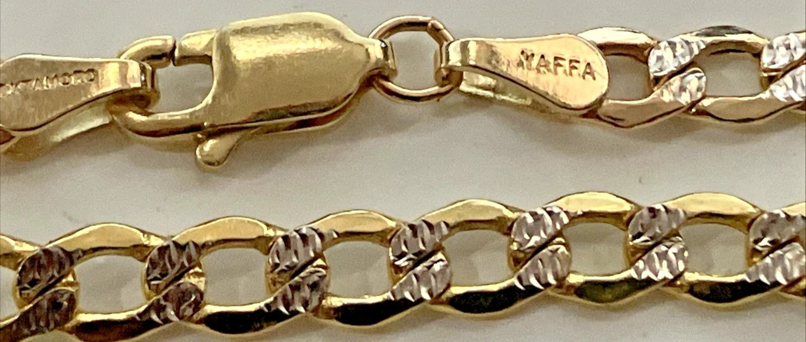 10kt Real Gold Curb Link Two-Tone Chain SemiSolid 6.2grams 4mm 22” Brand NWT 10K