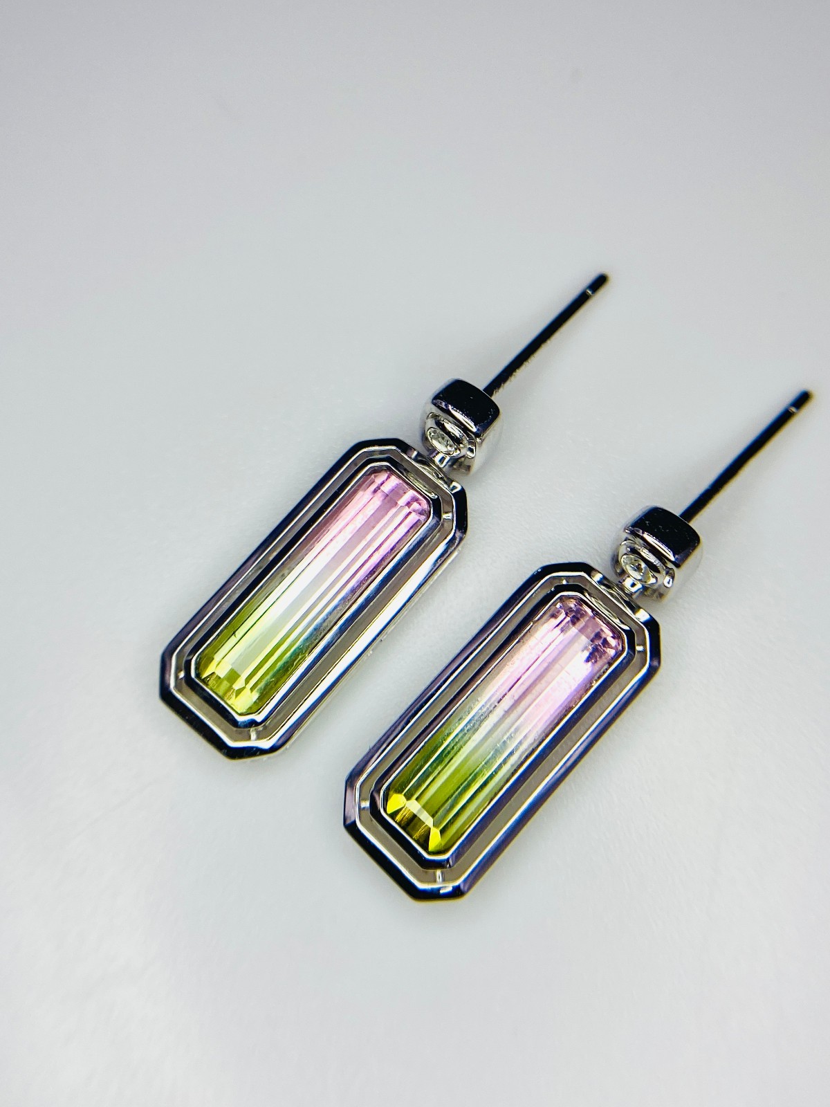 14K White Gold IGI Certified Tourmaline & Diamond Earrings Natural Gemstone
