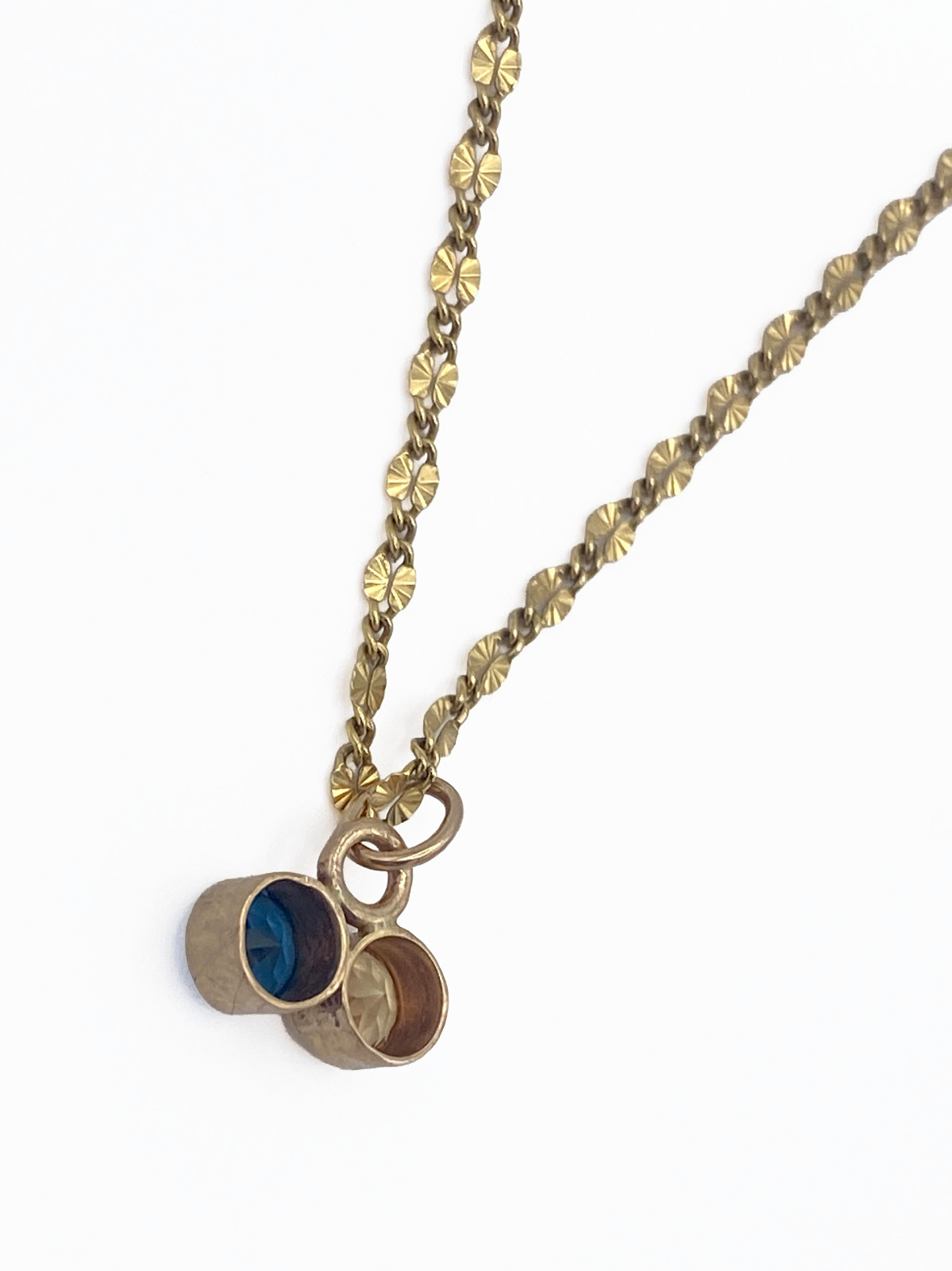 Handmade Citrine & Topaz Pendant, 18″ Pattered Italian Necklace, All 1/20 14K GF