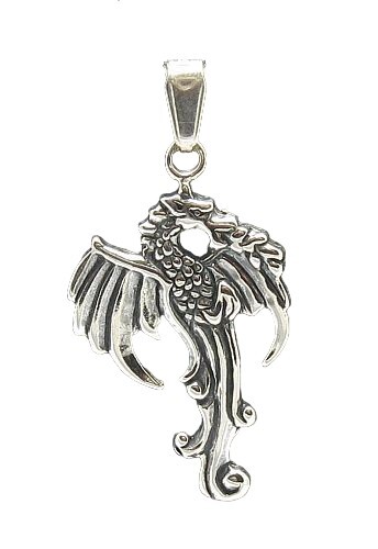 Handmade Sterling Silver Pendant Dragon Solid Hallmarked 925 Nickel Free
