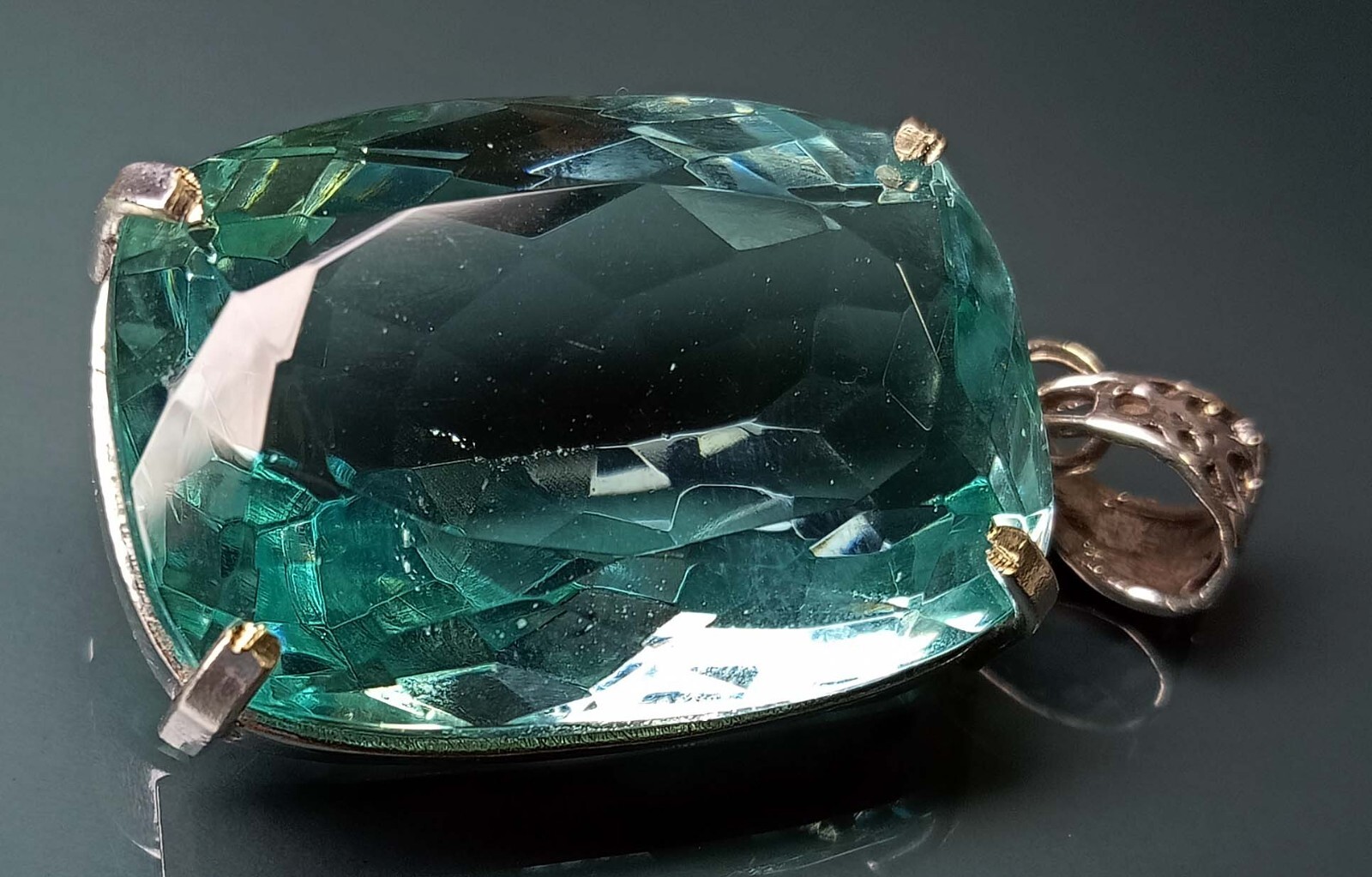 Water Blue Certified Cushion Cut Pendant Topaz 110.00 Ct Natural Gemstone PD016