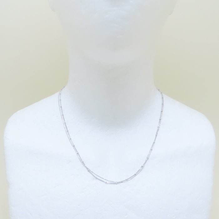 14K White Gold double-strand Necklace 45cm 3.4 grams /76220