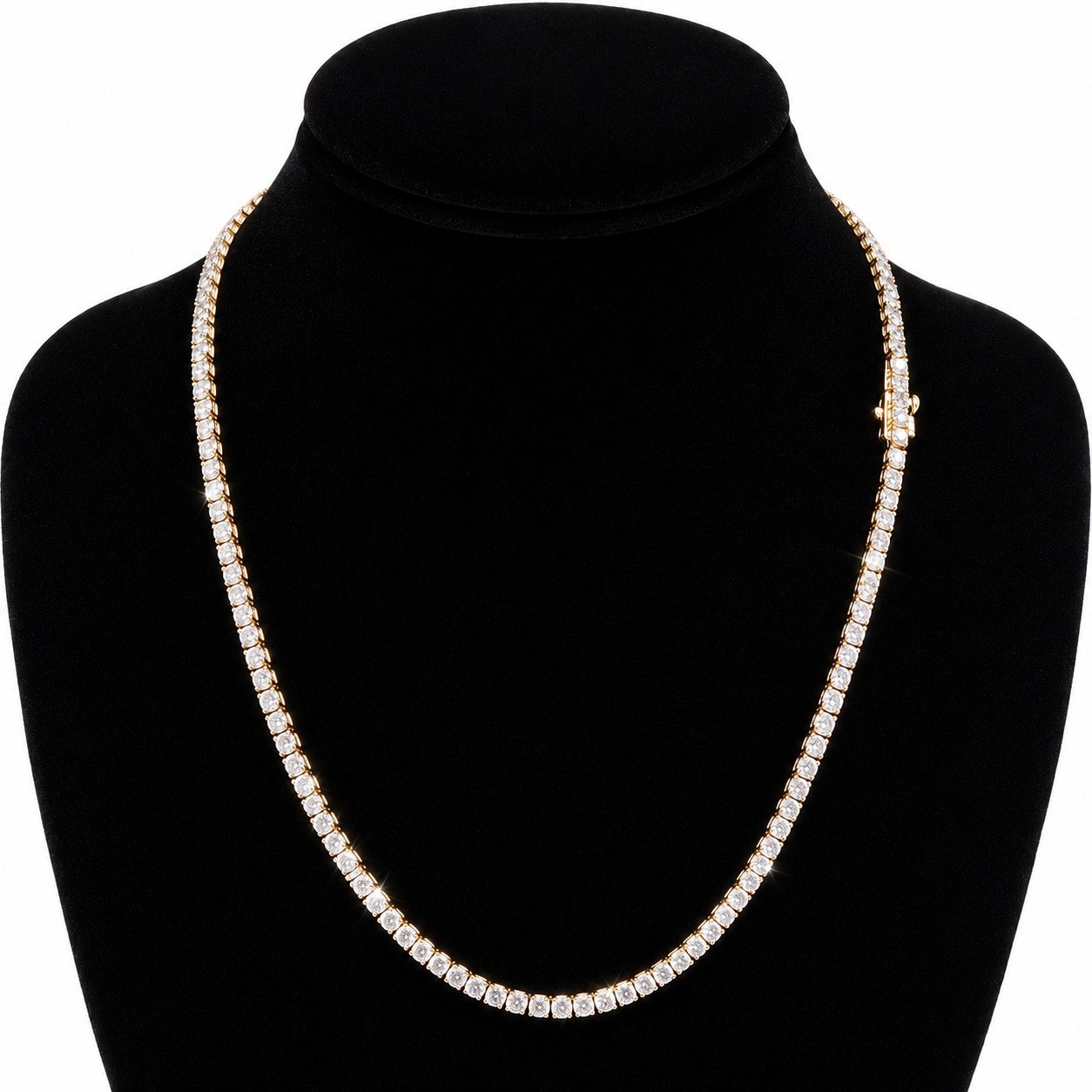 13.00 Ct Lab Grown Diamond Tennis Necklace 14k Yellow Gold E F VVS 17 Inch