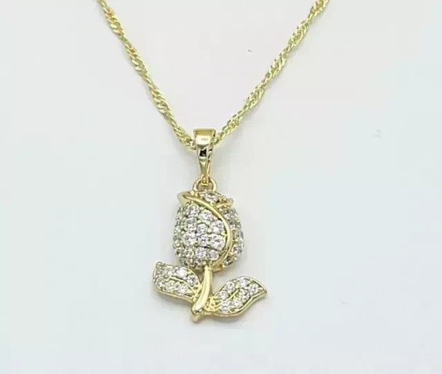 Round Cut 1.90Ct Real Moissanite Women’s Flower Pendant 14K Yellow Gold Plated