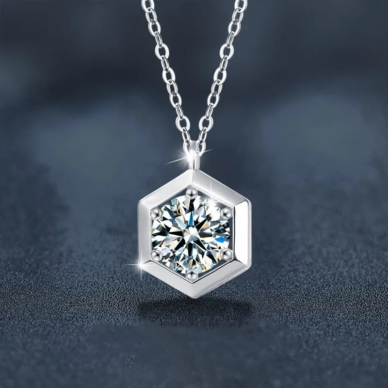 Simple Design Hexagon Shape 1ct Moissanite Pendant for Festival Jewelry Gift