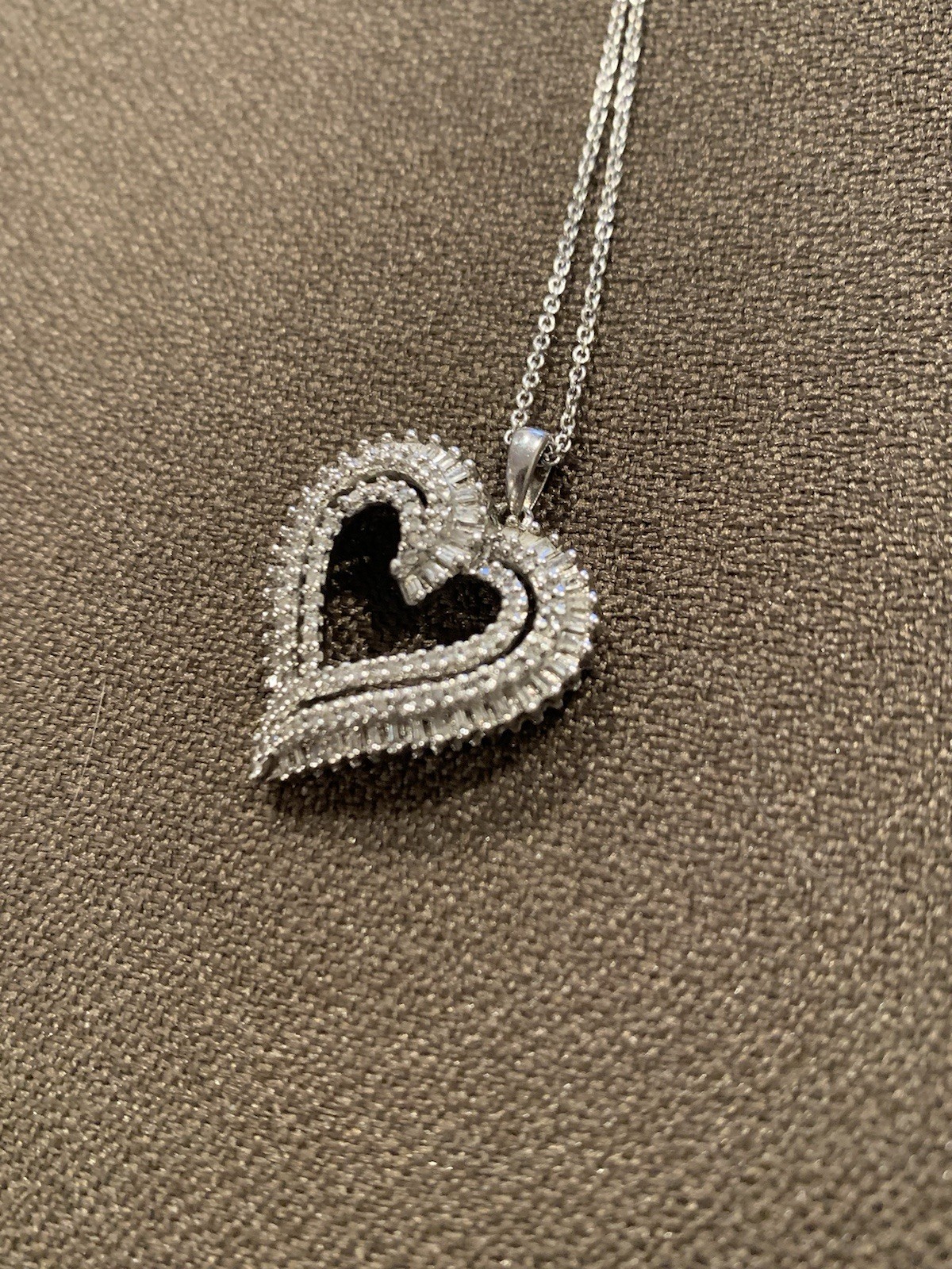 Sterling Silver Diamond Heart Pendant Necklace – Valentines Day- JWBR India