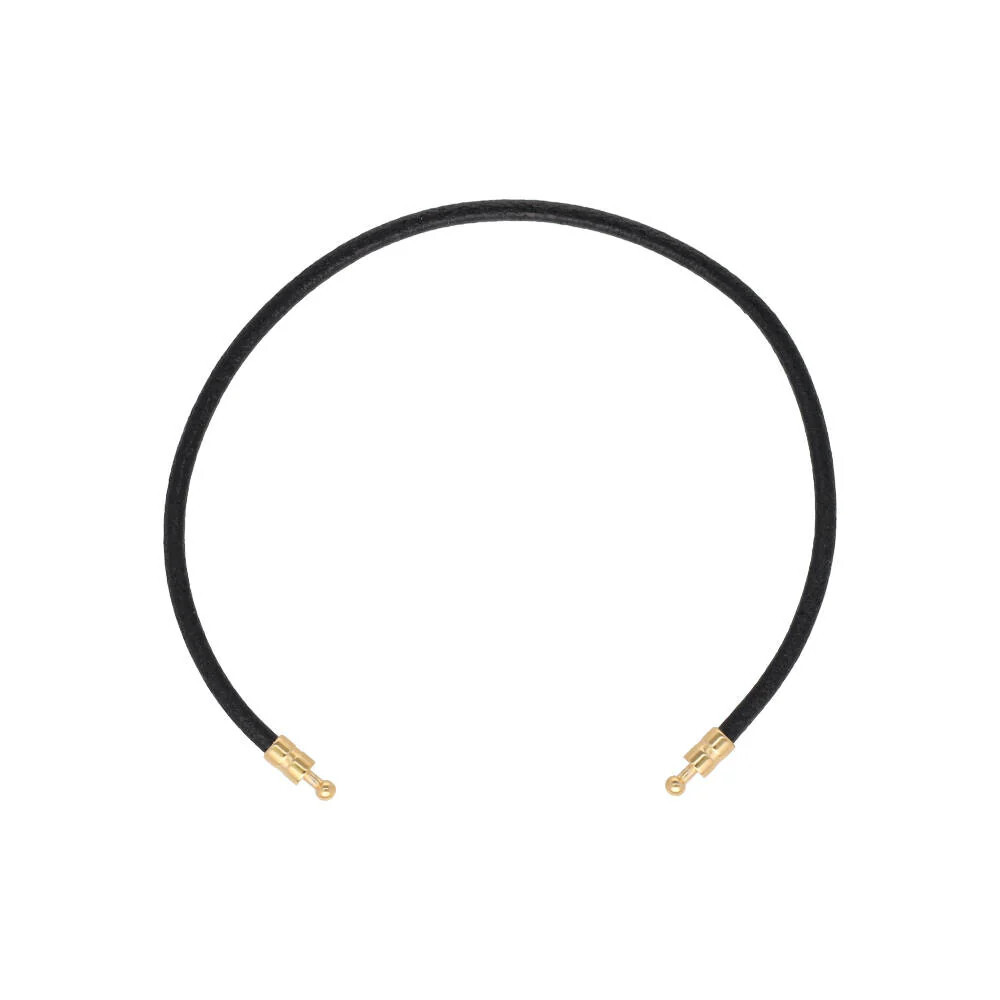 Majorica Zindis Gold Plated 18mm Pearl Pendant Plugs in 15″ Black Leather Cord