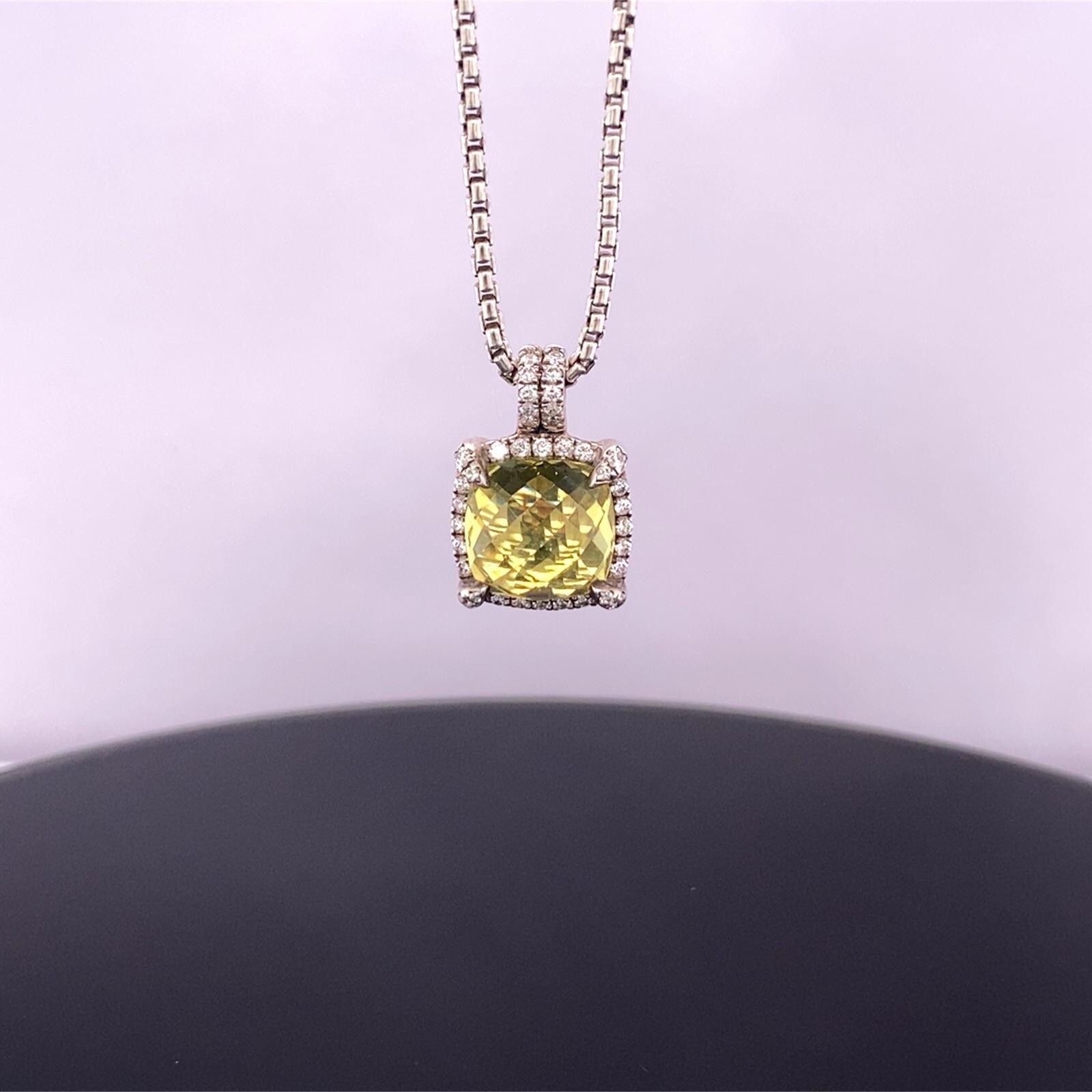David Yurman Sterling Silver Citrine Chatelaine Diamond Pendant Necklace $1125