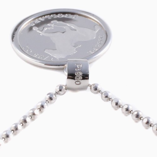 Pt999 Solid Platinum 1/25oz Tuvalu Horse Coin Pendant SV925 Cut Ball Chain 19.5″