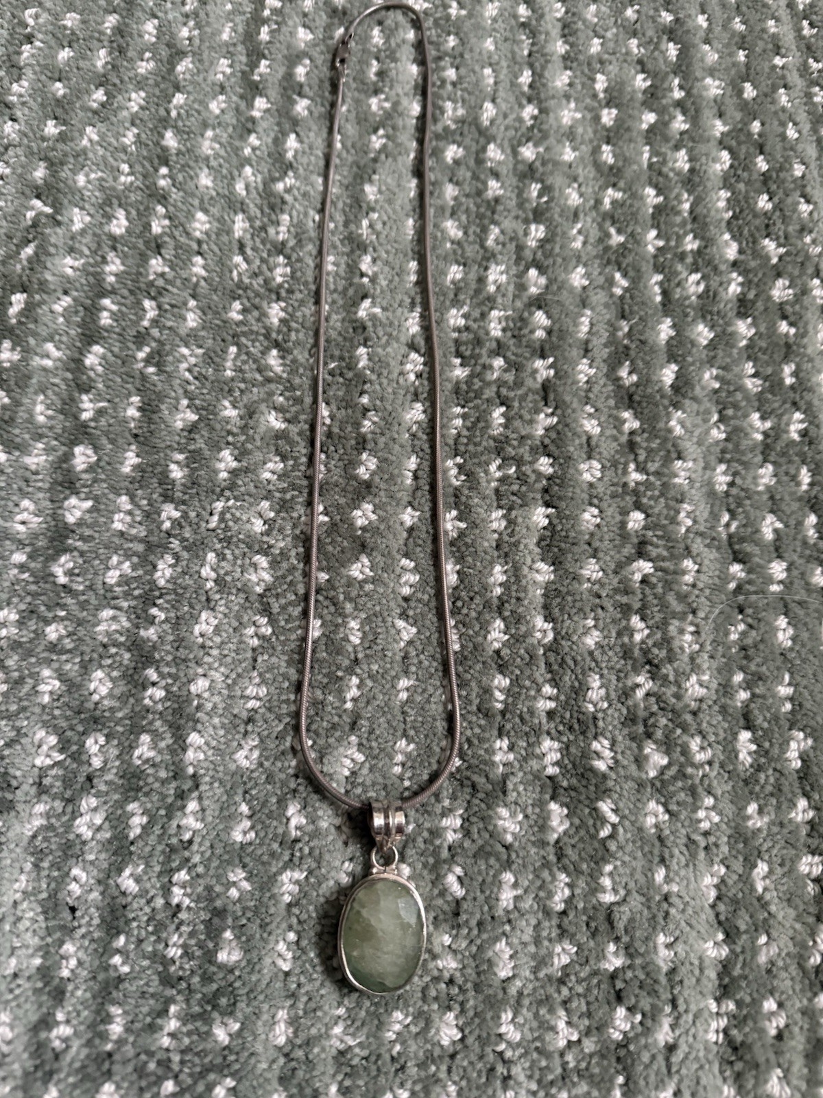 925 Sterling Silver Snake Chain Necklace W/ Very Large Pendant Tested Emerald