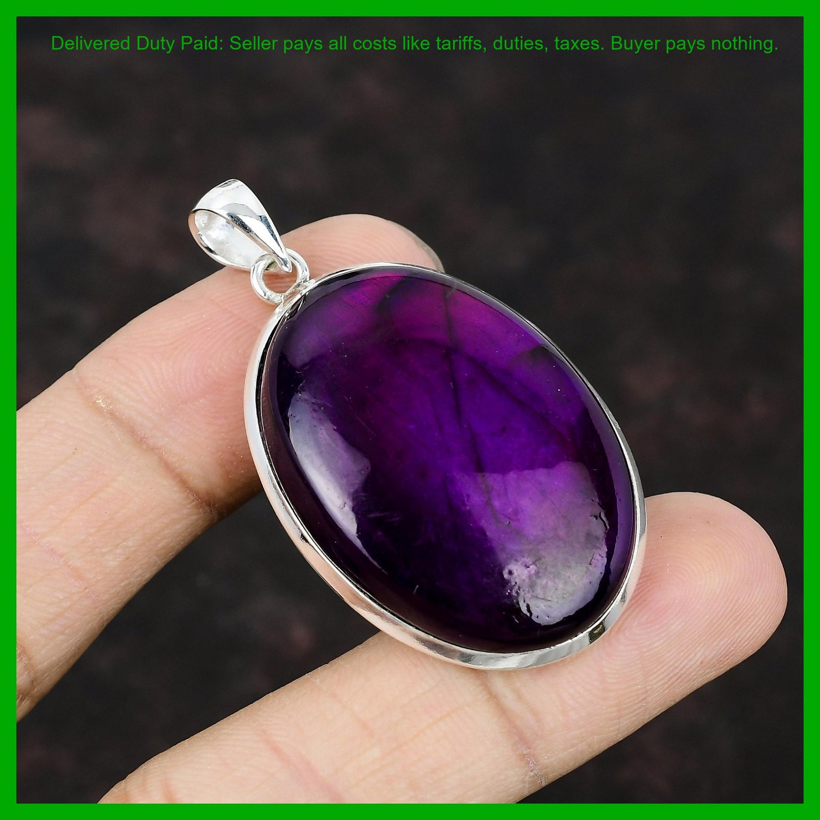 Purple Fire Labradorite Gemstone 925 Silver Handmade Sisters Gift Bezel Pendant