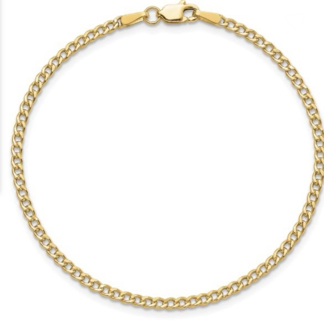 Cuban Curb Bracelet 7” 2.5mm 10K