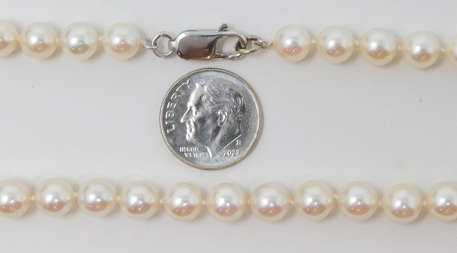6.5-7 mm Strand Cultured PEARLS 18k Gold Clasp Necklace 31.5″ Opera Length B4413