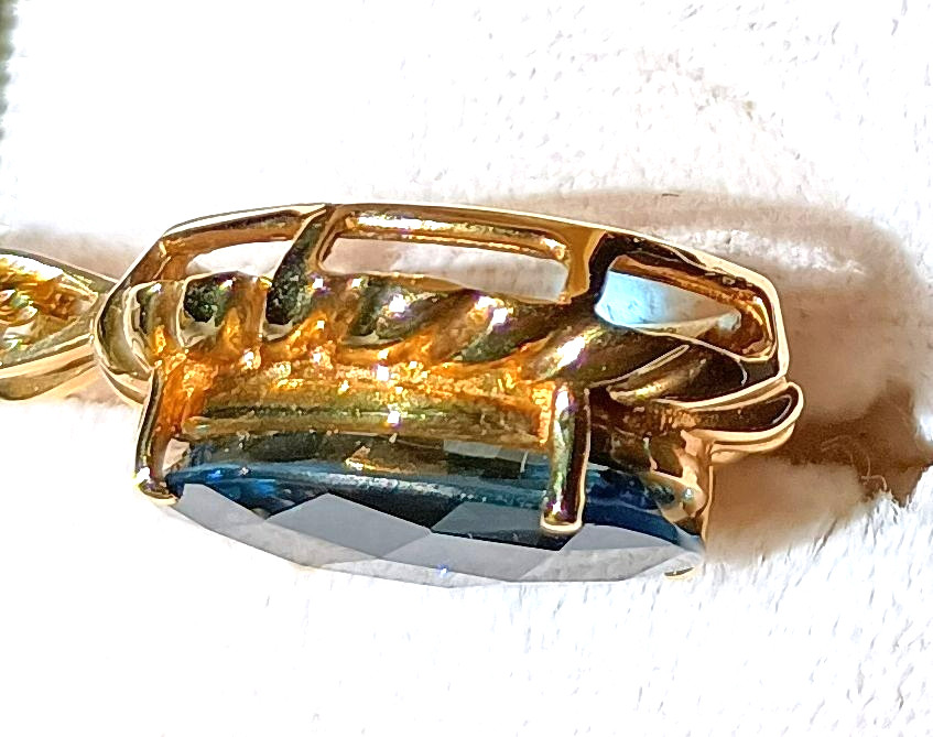 LONDON BLUE OVAL TOPAZ (1/2″ x 5/8″) PENDANT (5/8″ x 1″) WITH 10ct. CHAIN (18″)