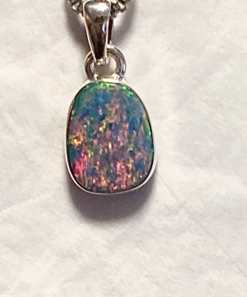 Natural Australian Opal Pendant 3/4” 925 Sterling Silver 🌹
