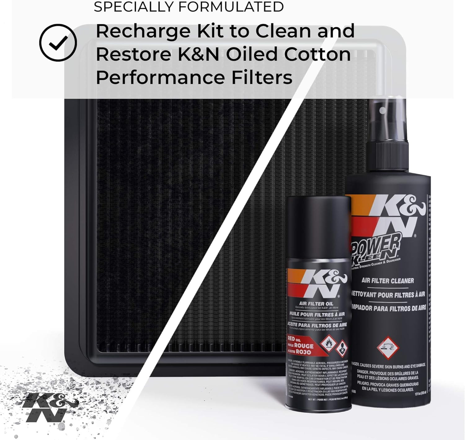 Air Filter Cleaning Kit: Squeeze Bottle Filter Cleaner and Black Oil Kit; Restor