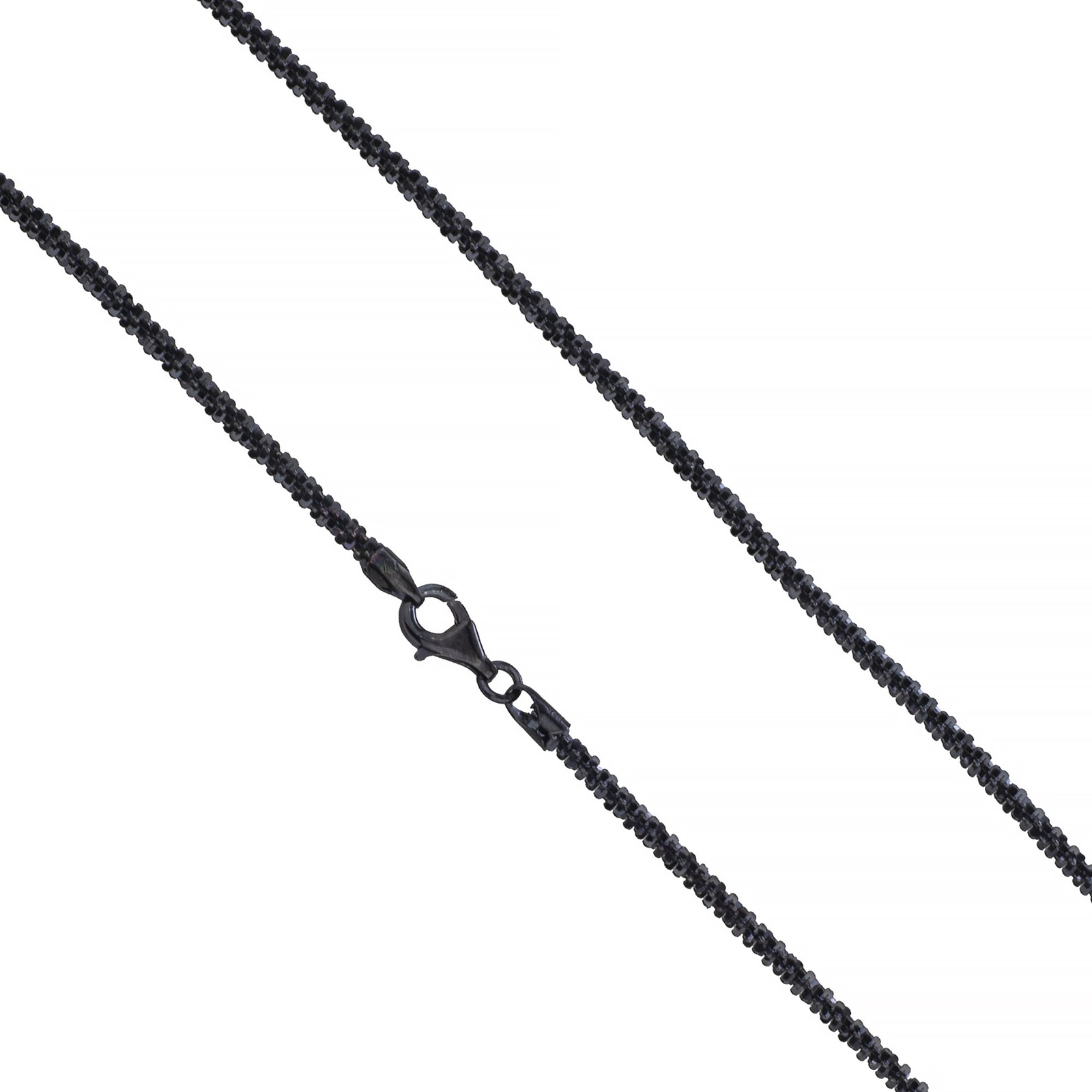 925 Sterling Silver Black Rhodium 3mm Sparkle Margarita Twisted Rock Chain