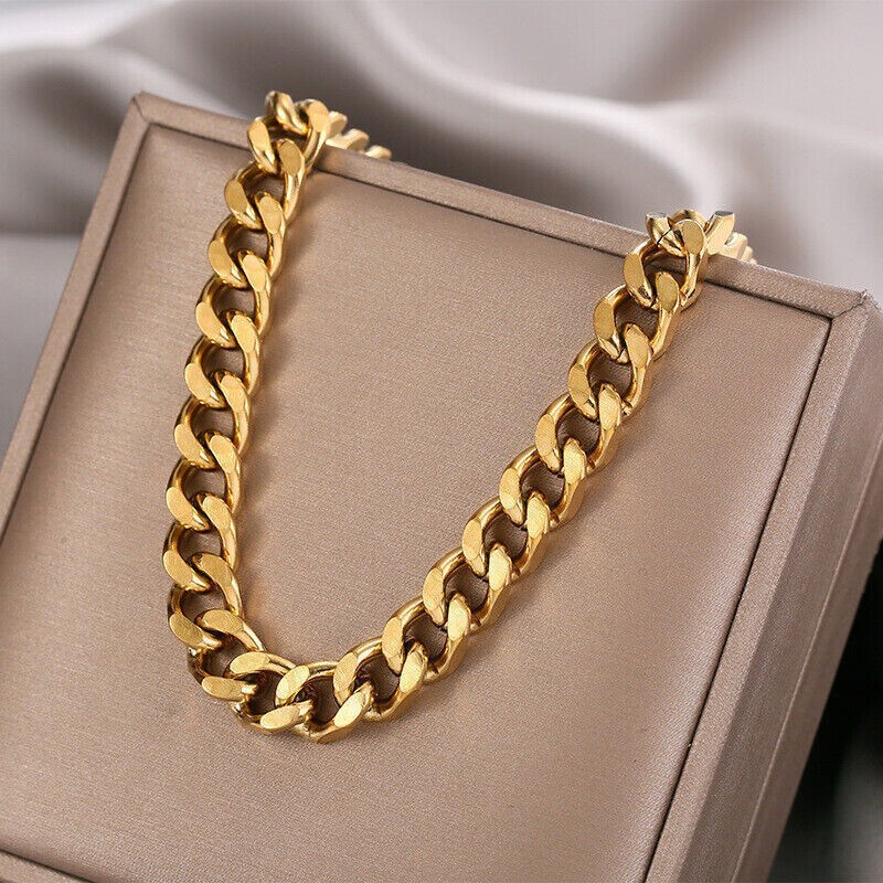 8MM Without Stone Women’s Attractive Tennis Necklaces 14K Yellow Gold Finish