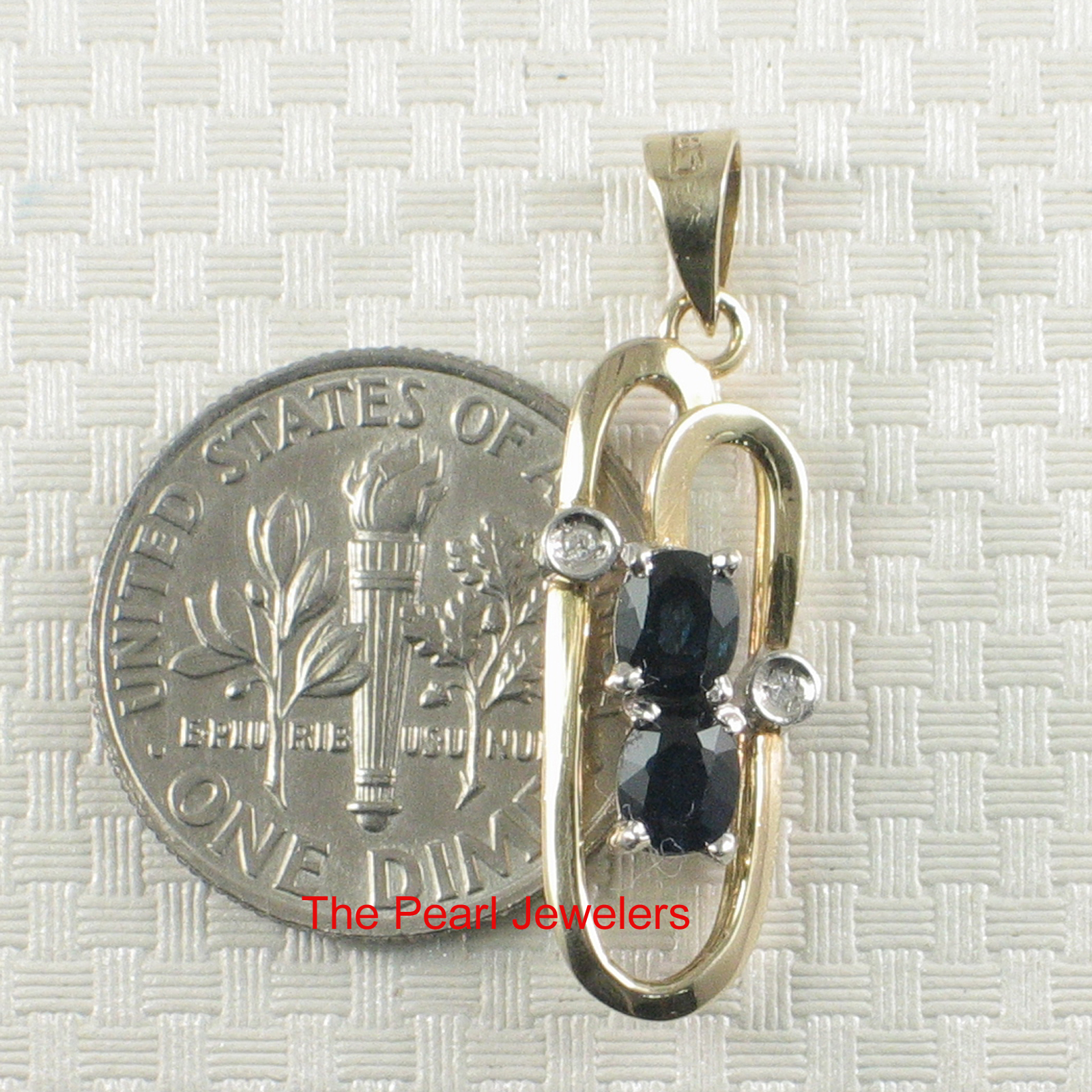 Unique Design 14KT Yellow Solid Gold Genuine Diamond Sapphire Pendant TPJ