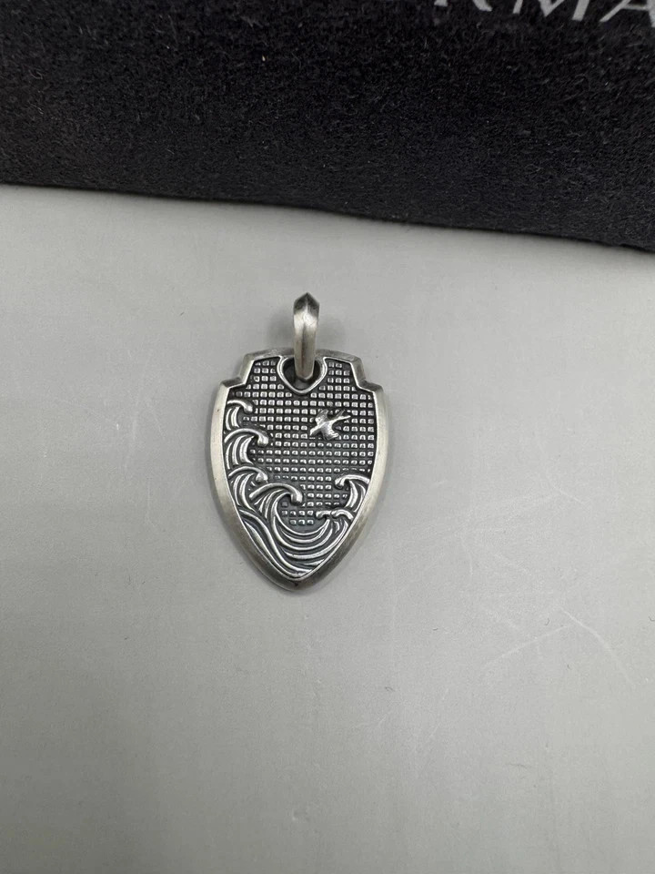 David Yurman Sterling Silver Waves Shield Enhancer Pendant