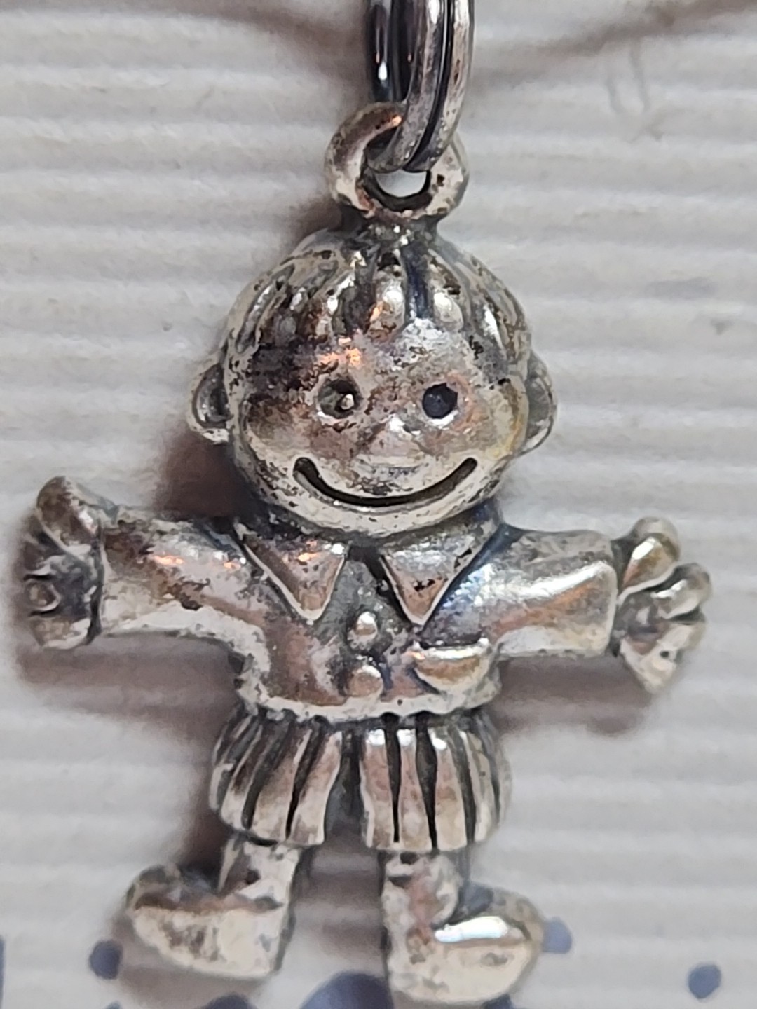 Sterling Silver 925 Pendant Charm Little People Boy NOS Vintage New on Card