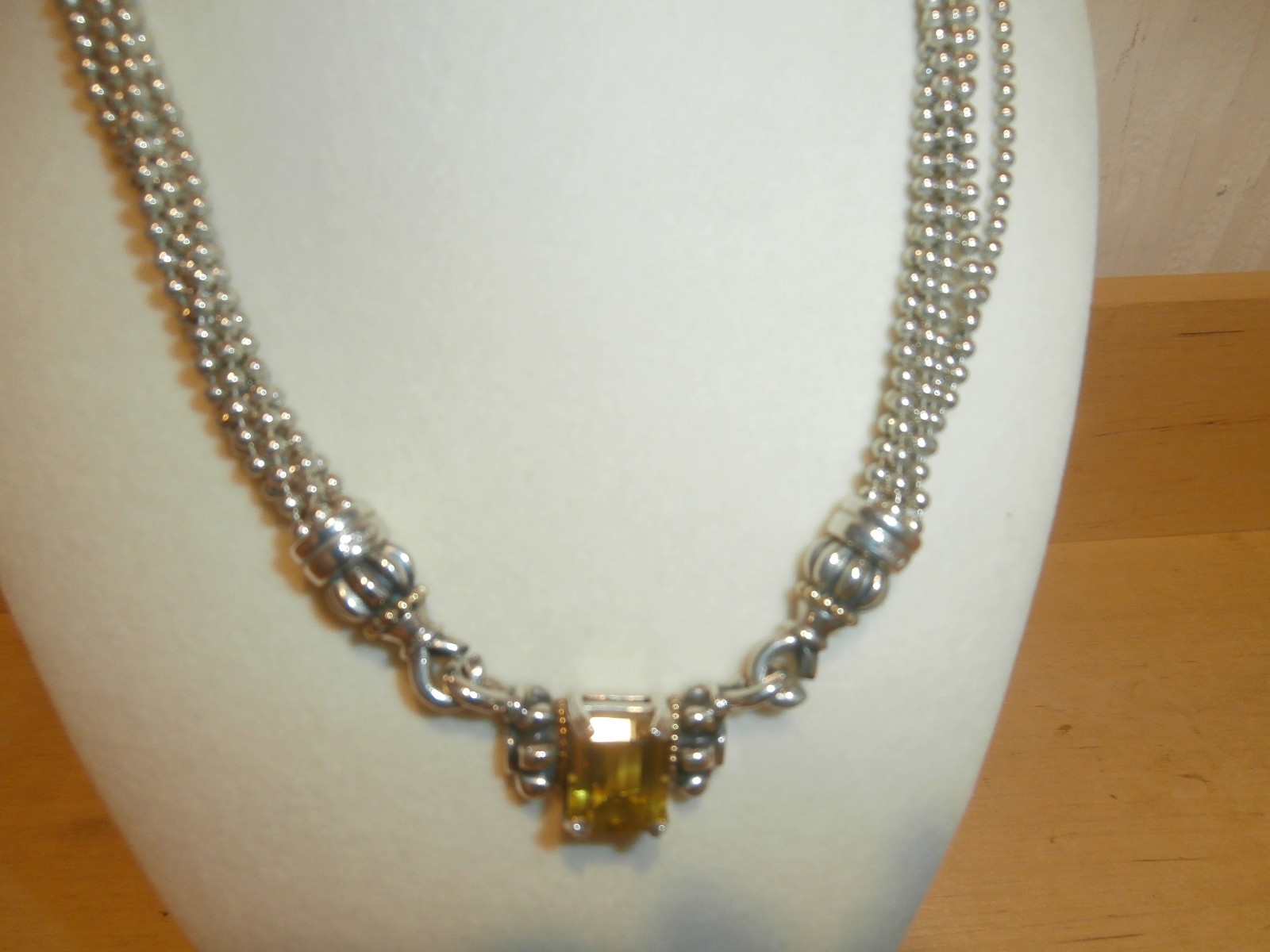 LAGOS Sterling & 18K & Lemon Quartz multi-strand beaded 16″ necklace NWOT