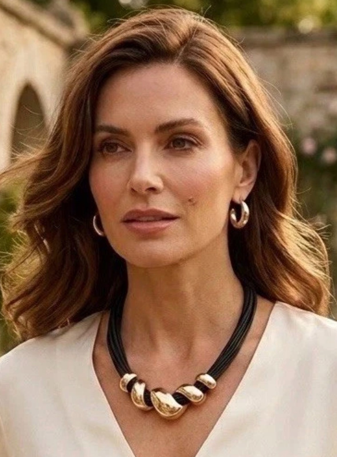 Bold Multi Cord Necklace with Gold / Rose Gold Plated Twisted Knot Statement